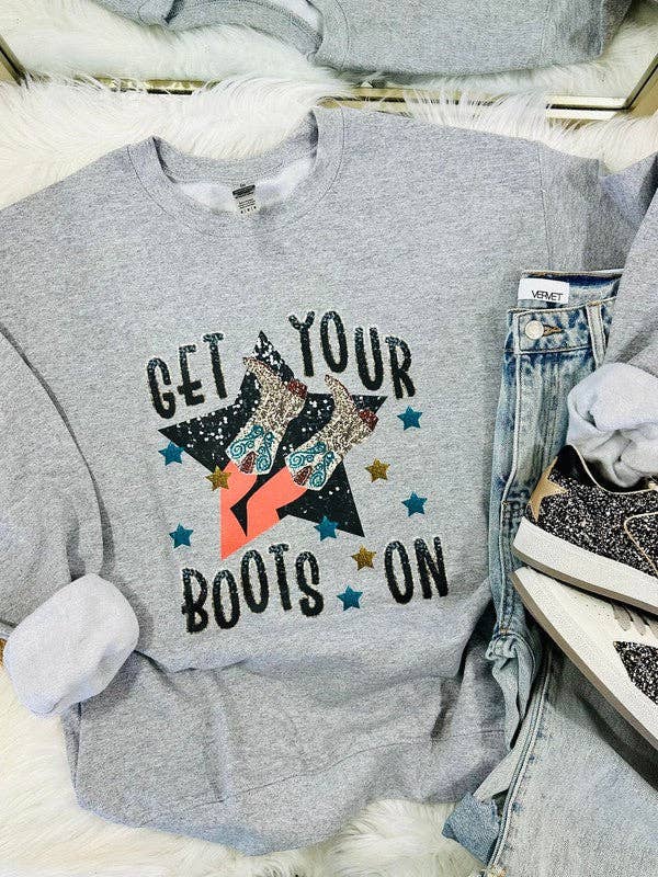 Get Your Boots On Glitter Star Tee Hoodie, Sweatshirt | PodTeesHub.com