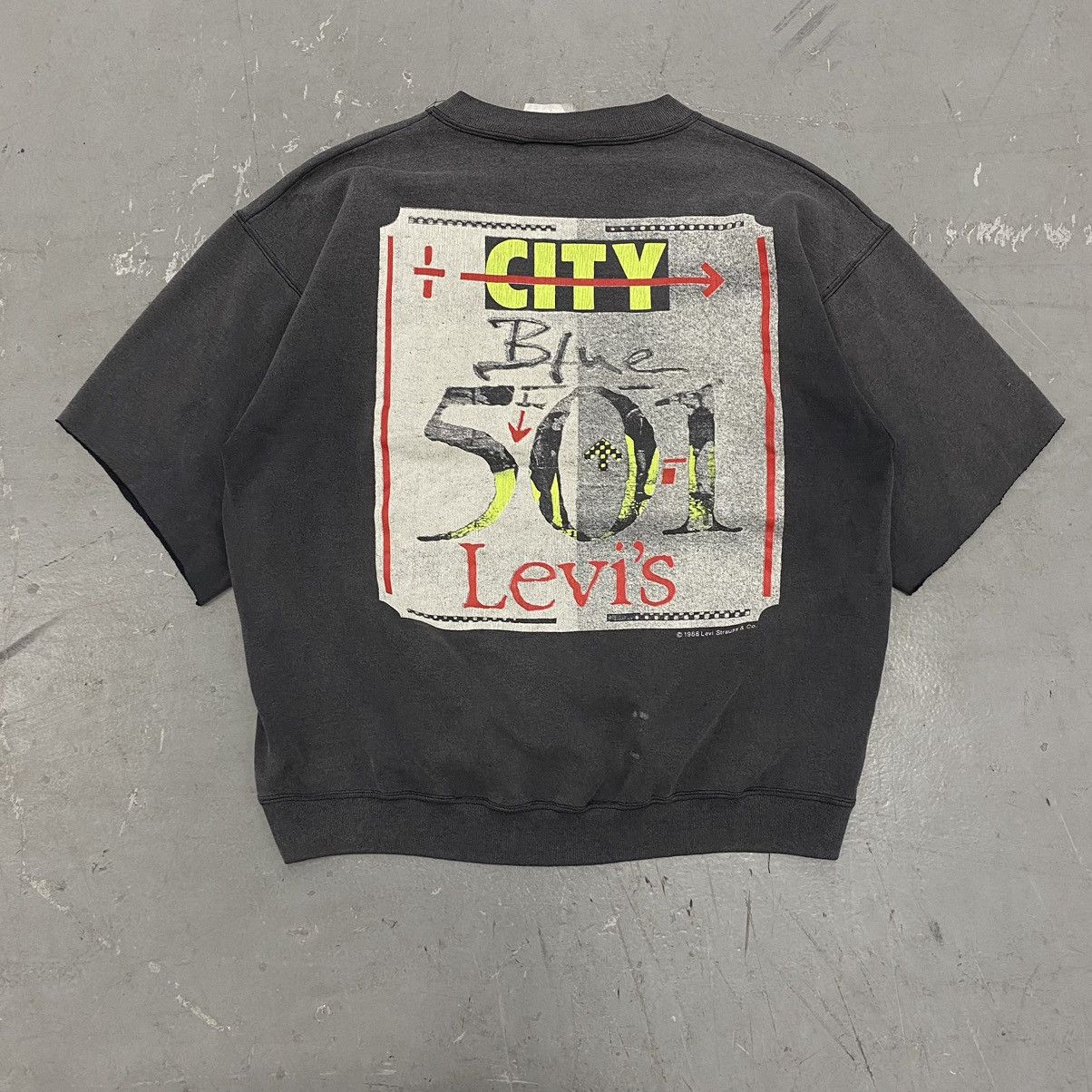 Vintage Vtg 80s Levis 501 Graphic Sweatshirt Sunfade Chopped T-Shirts, Hoodie | PodTeesHub.com