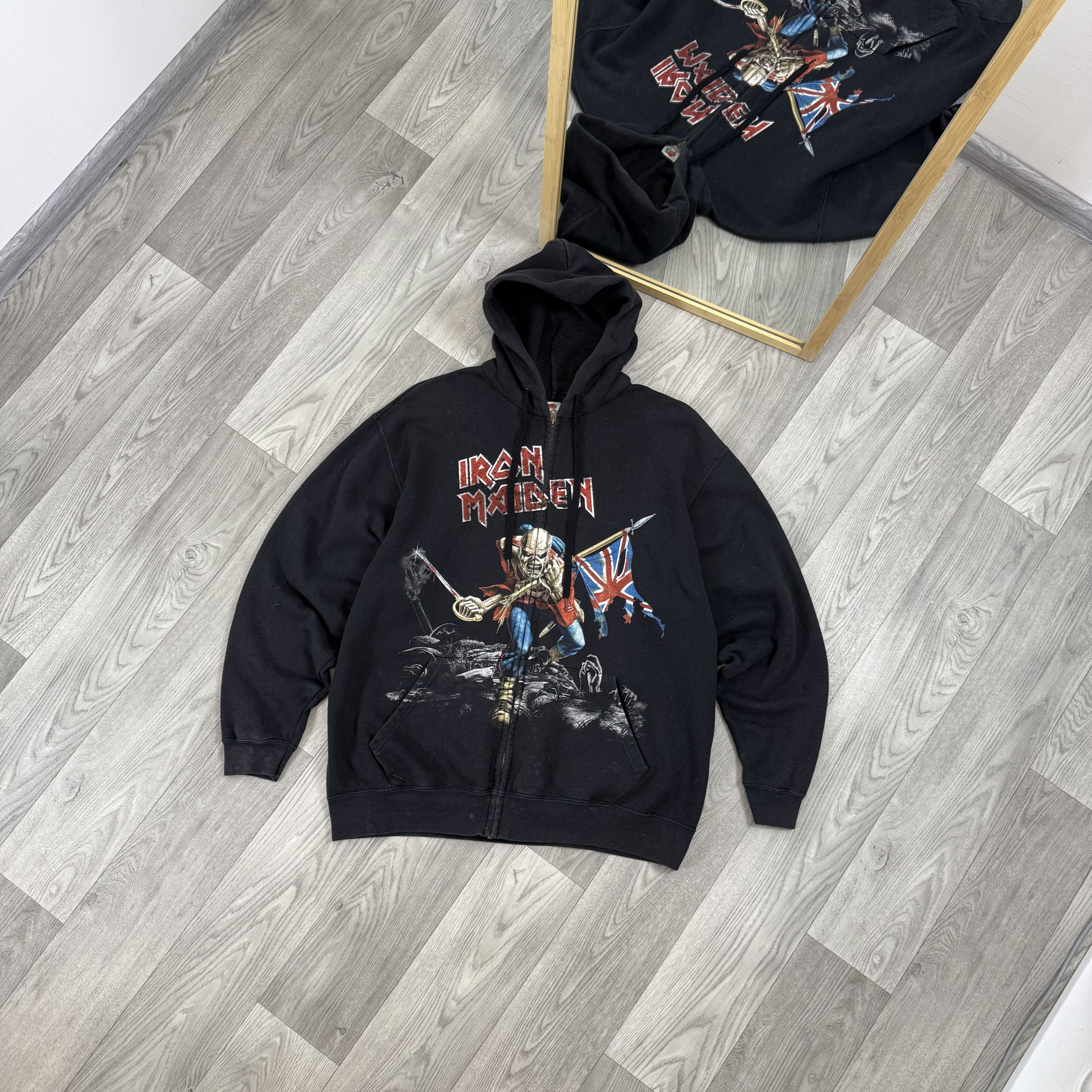 Maiden Vintage Iron Maiden 90s Rock Band Zip Hoodie Hooded Sweat T-Shirts, Sweatshirt | PodTeesHub.com