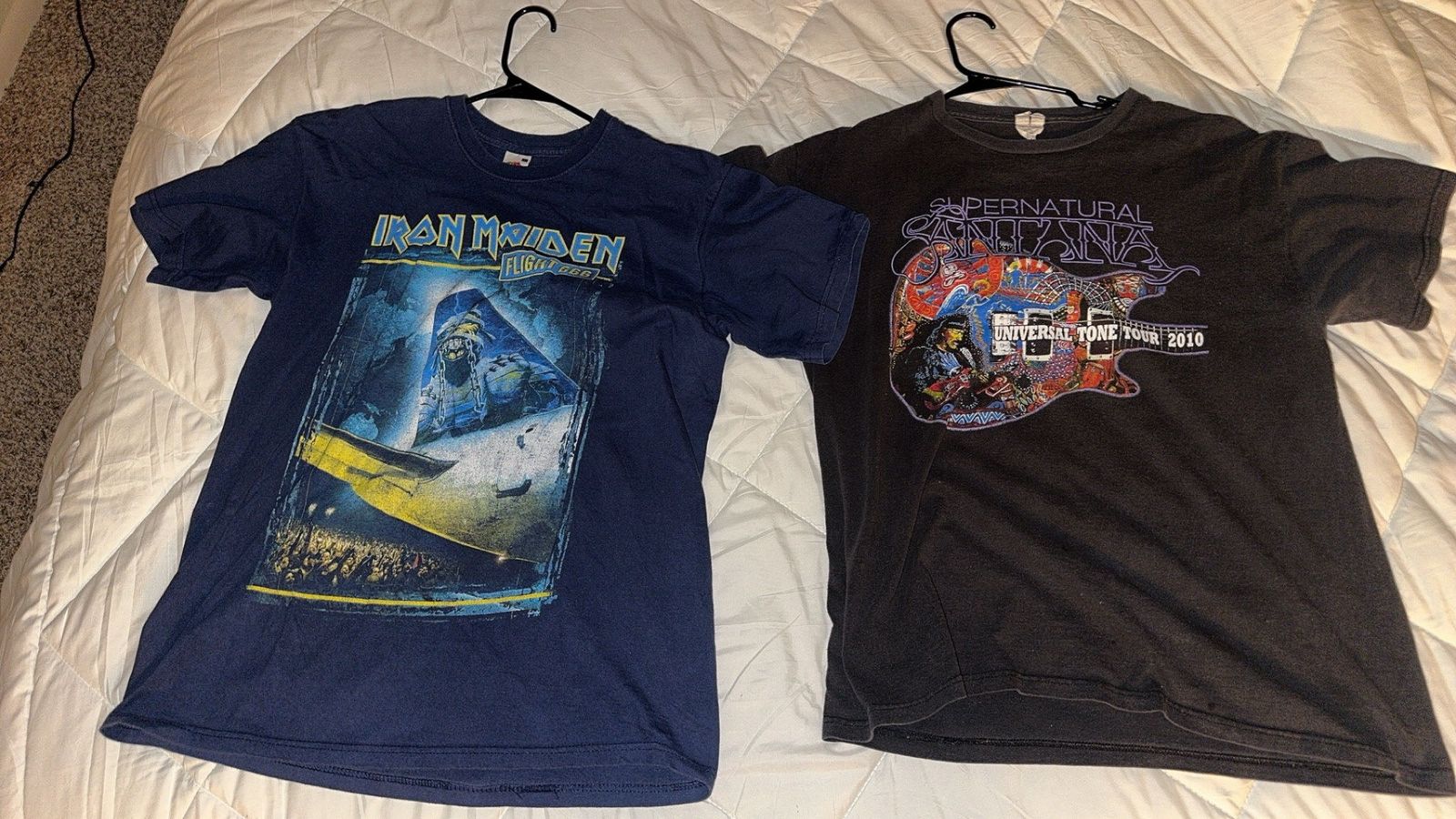 Iron Maiden Vintage Lot 2 Shirts Sz L Iron Maiden Flight Santana Tour Hoodie, Sweatshirt | PodTeesHub.com