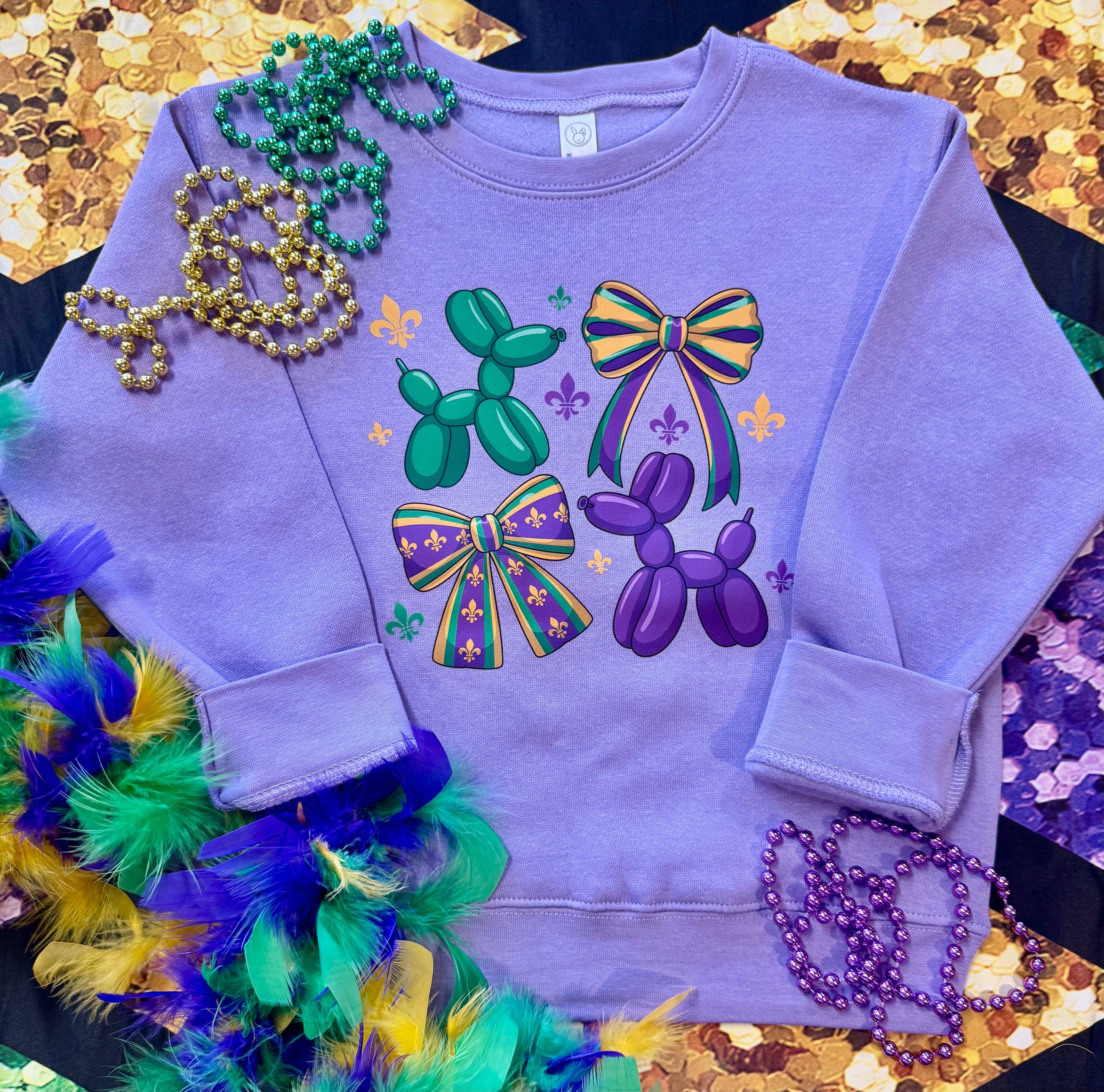 Balloon Dogs & Bows Mardi Gras Sweatshirt/Tee Hoodie | PodTeesHub.com