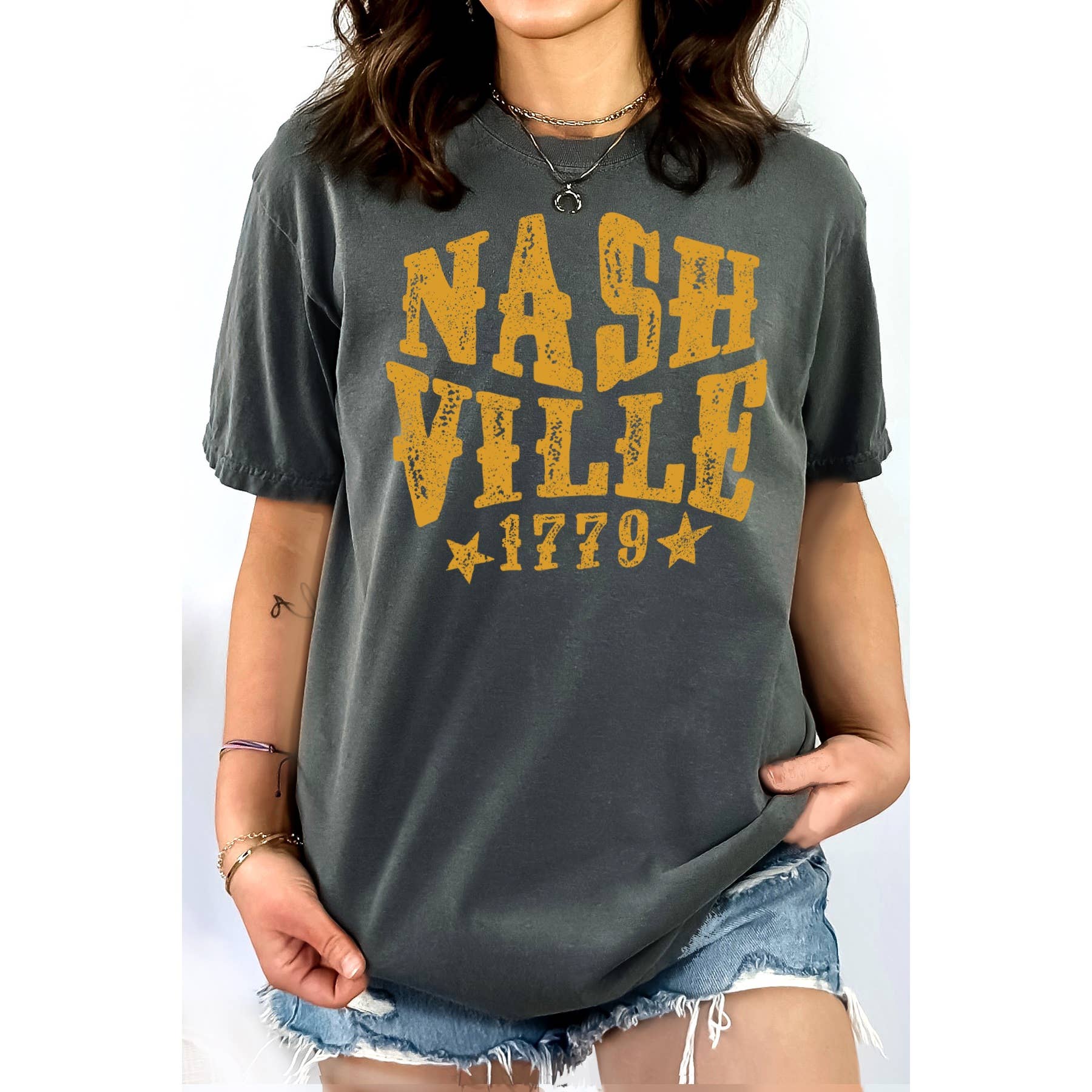 Nashville Women's Relaxed Fit Graphic T-Shirt Hoodie, Sweatshirt | PodTeesHub.com