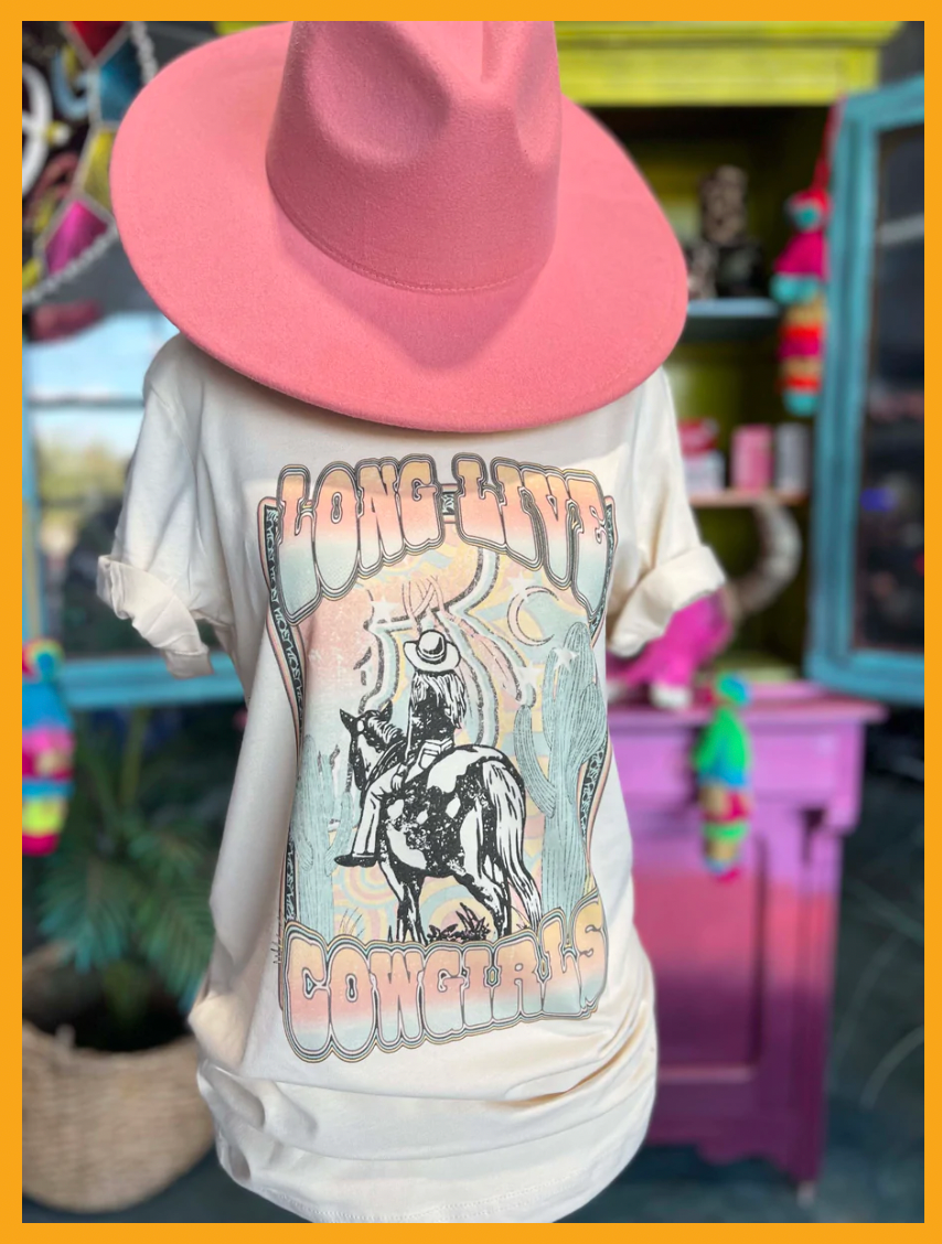 1027A Long Live the Cowgirls Western Cream Graphic Tee Hoodie, Sweatshirt | PodTeesHub.com