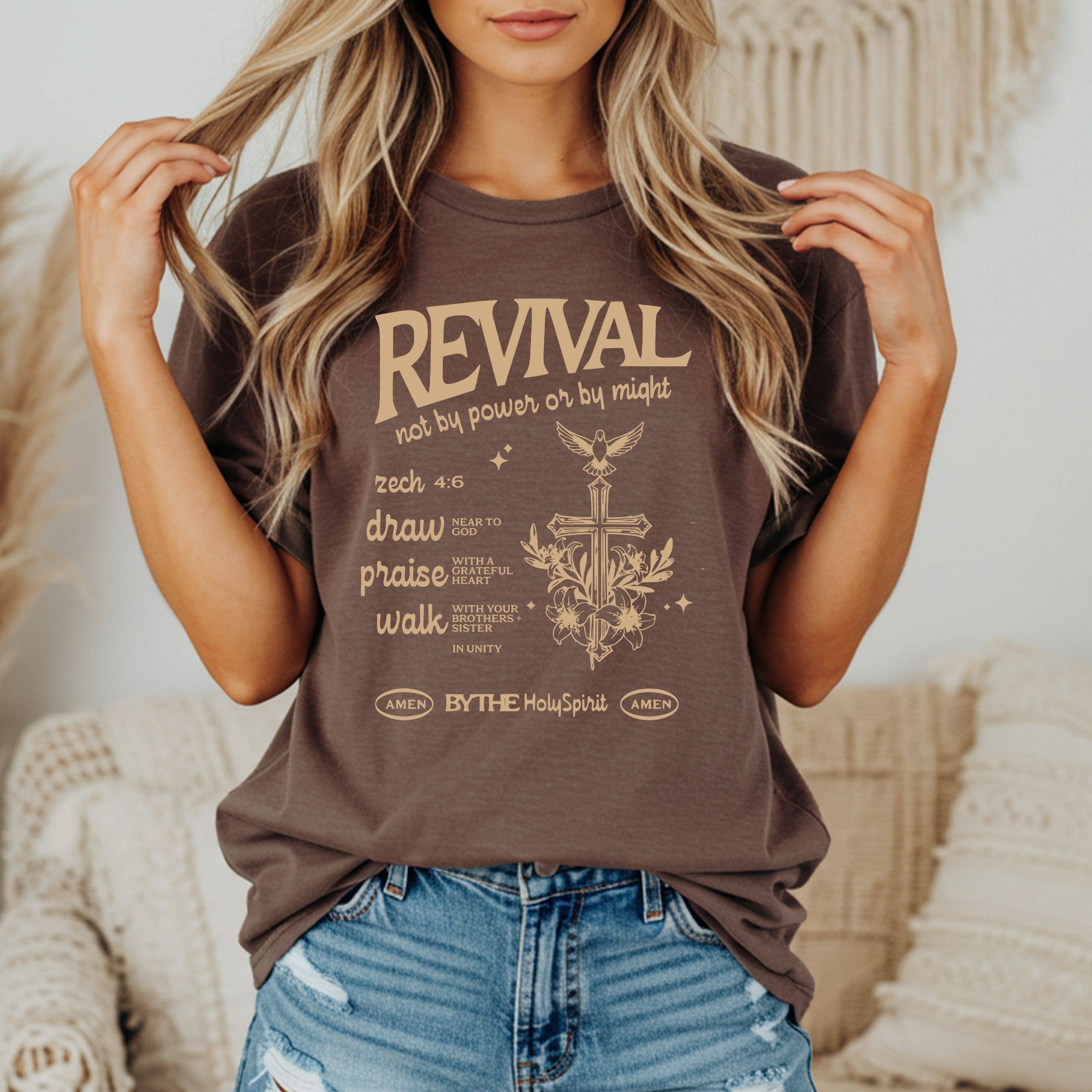 Revival Christian Western Spring Floral Graphic Tee Hoodie, Sweatshirt | PodTeesHub.com