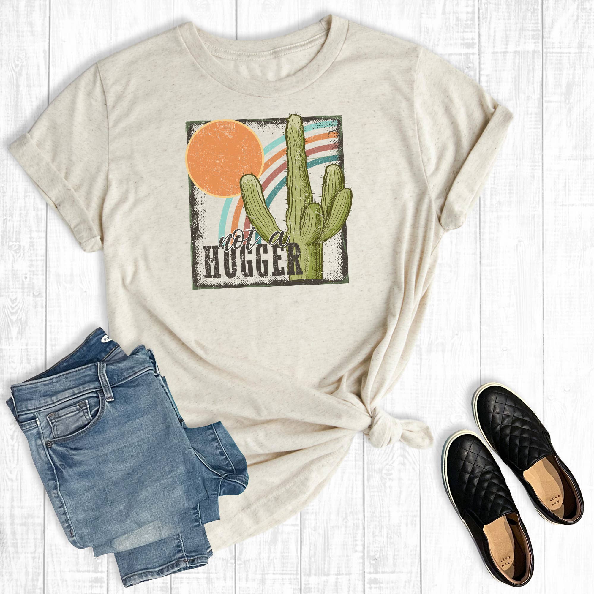Not A Hugger Cactus Graphic Tee Hoodie, Sweatshirt | PodTeesHub.com