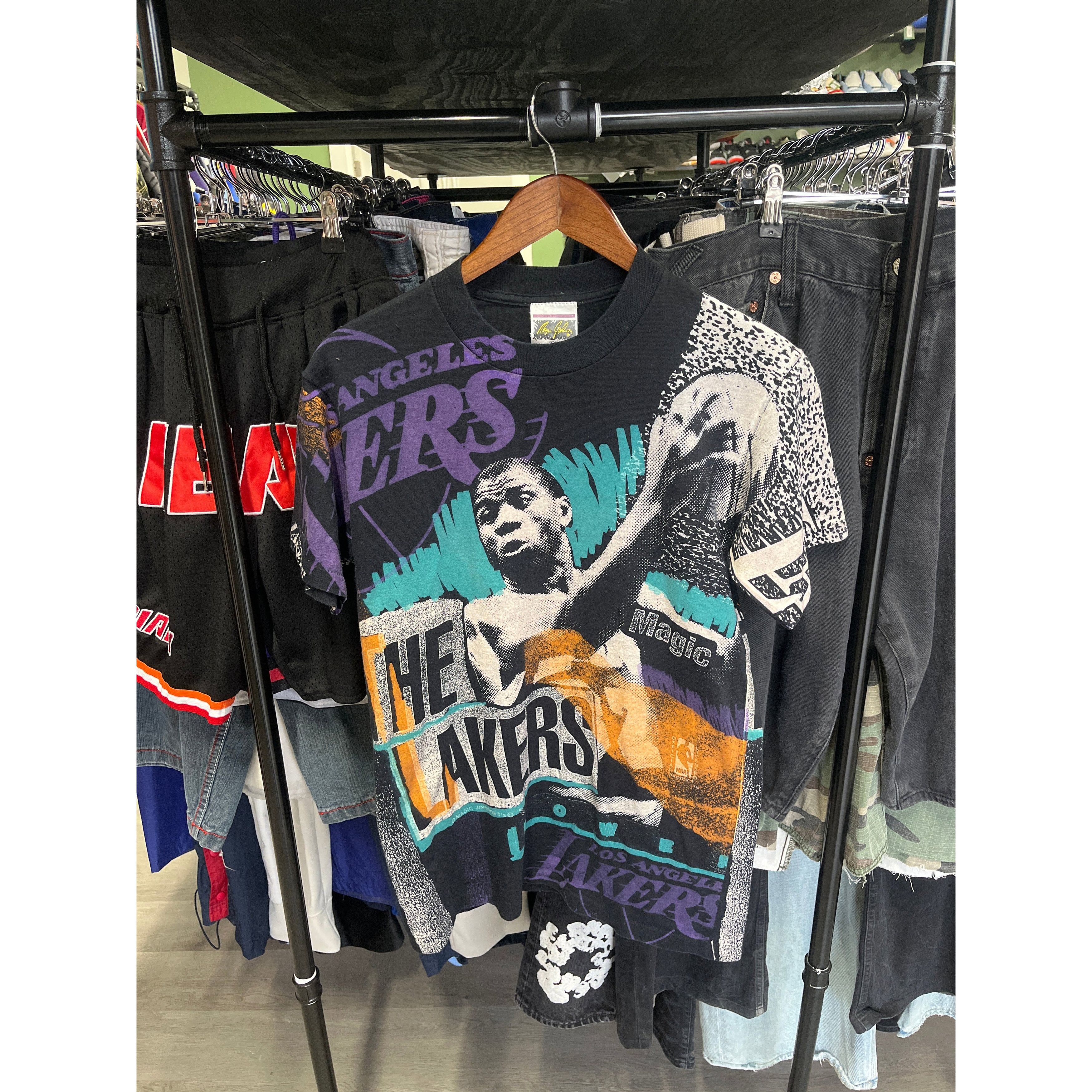 Vintage 90s Magic Johnson All Over Print Mosquito Head Tee Hoodie, Sweatshirt | PodTeesHub.com
