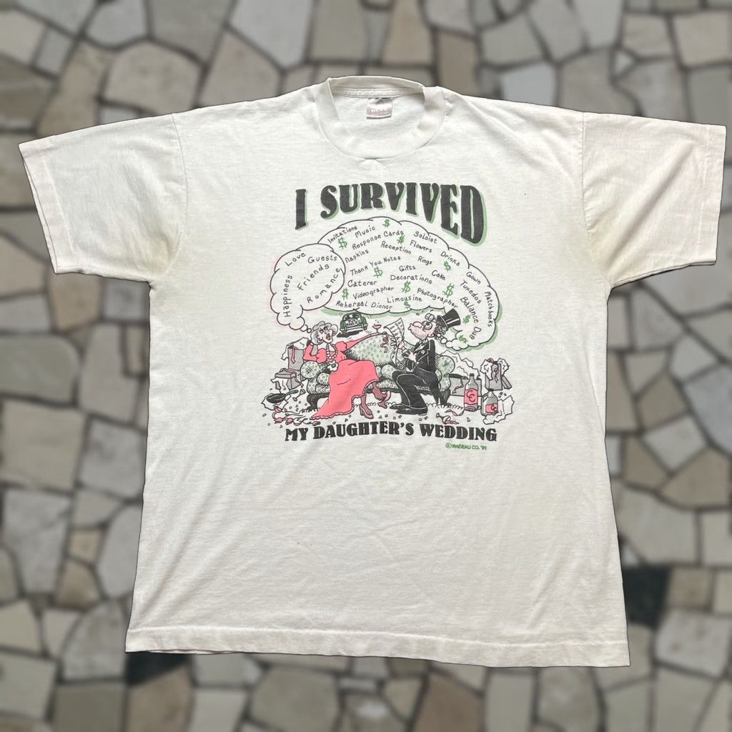 Fruit Of The Loom Vintage 1991 I Survived My Daughters Wedding Funny Comedy Tee Shirt Xl Shirt Mens Hoodie, Sweatshirt