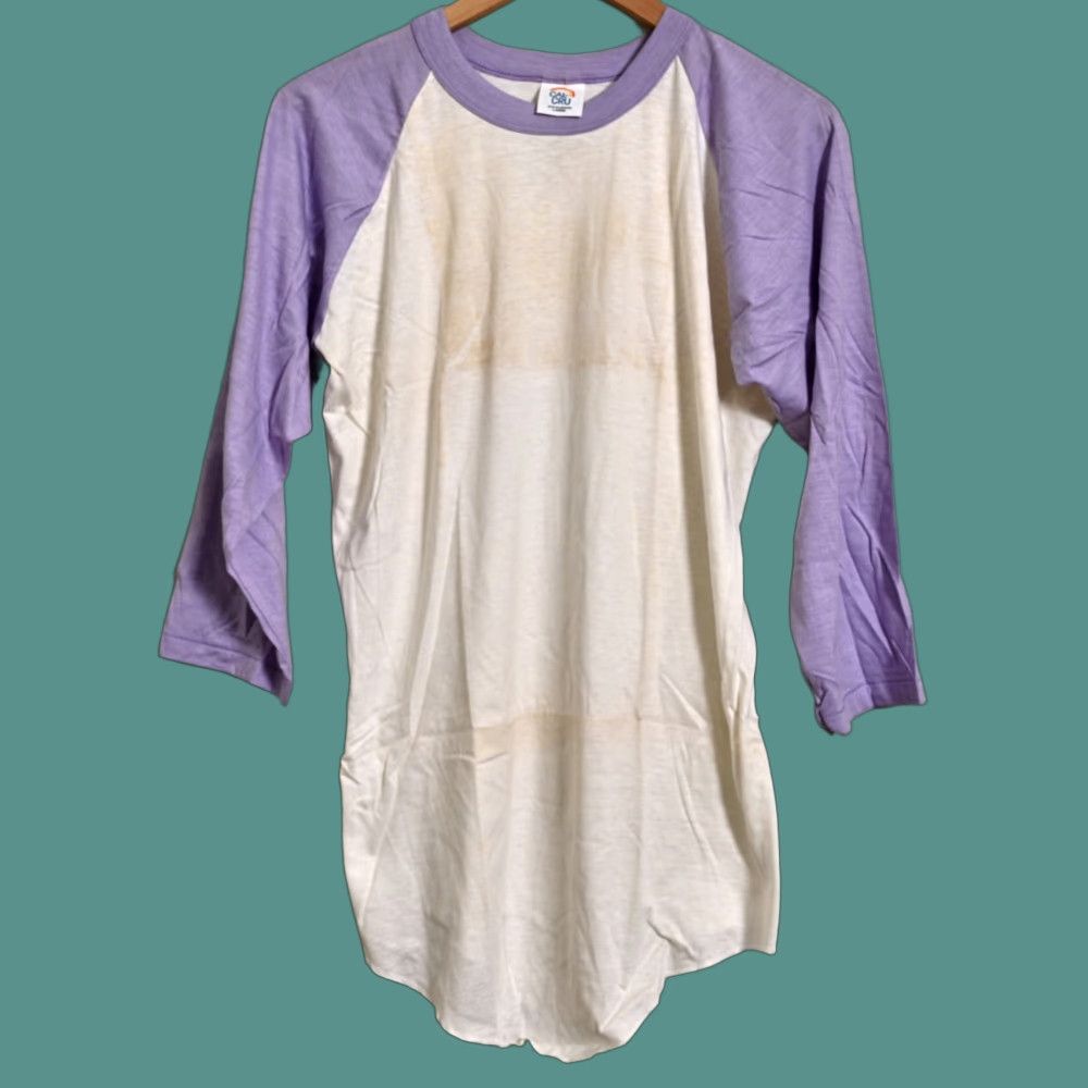 Vintage Cal Cru Baseball T Shirt 80s 90s Purple Sleeve Unisex L Nos Crew Neck 3 4 Sleeve Wom Hoodie, Sweatshirt