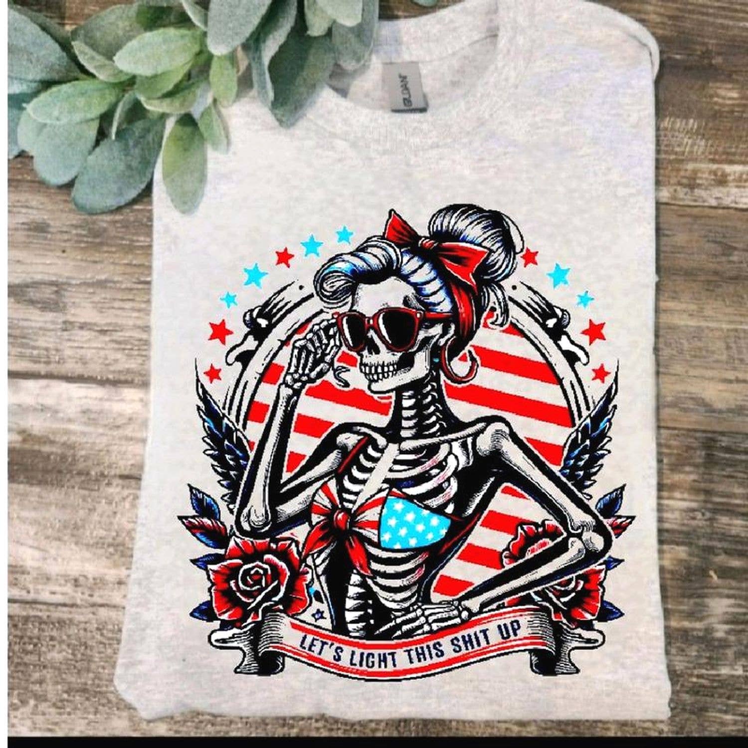 Funny July 4th Shirt - Lets Light This Up Cute Skull Trend Hoodie, Sweatshirt | PodTeesHub.com