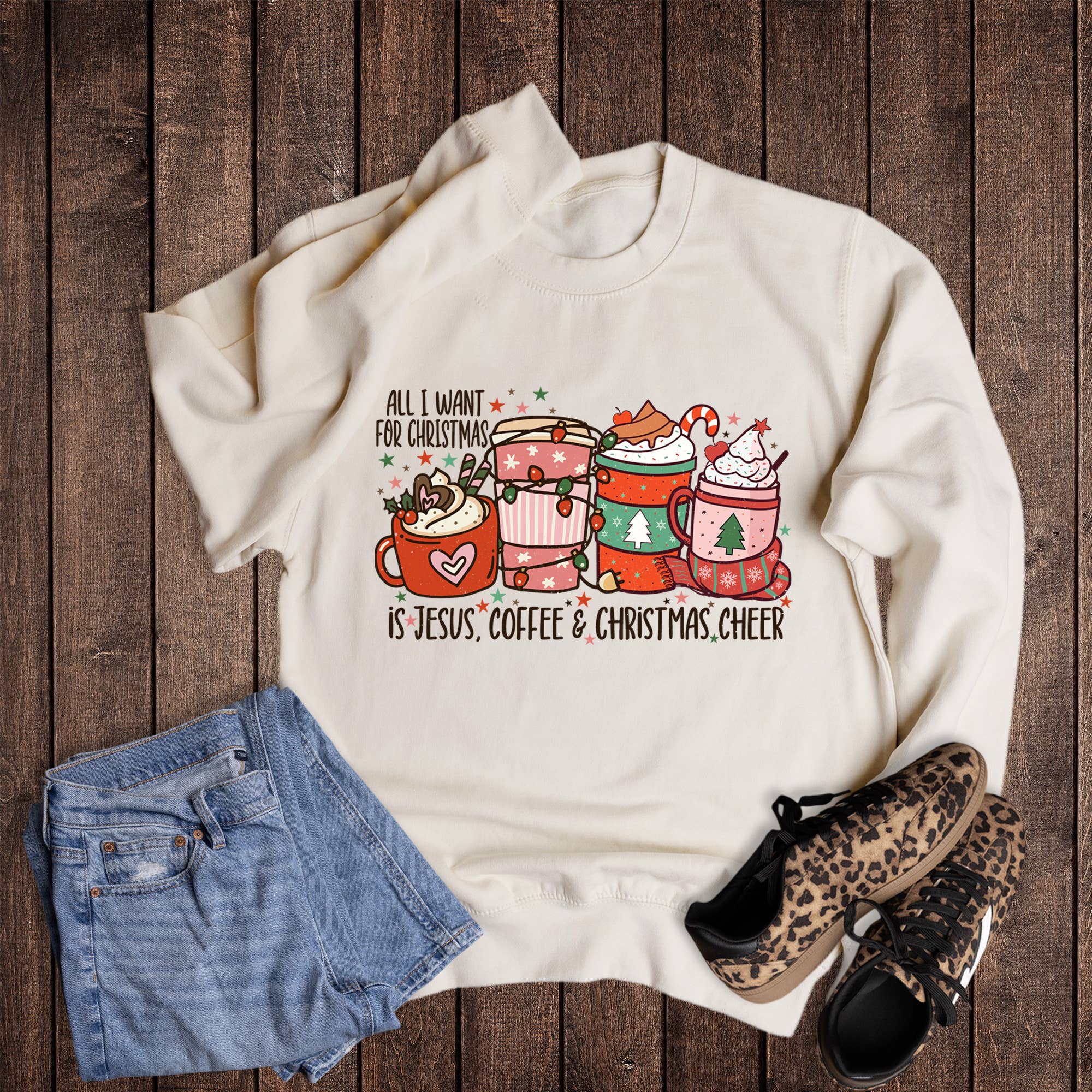 Christmas Jesus Coffee Cheer Sweatshirt T-Shirts, Hoodie | PodTeesHub.com