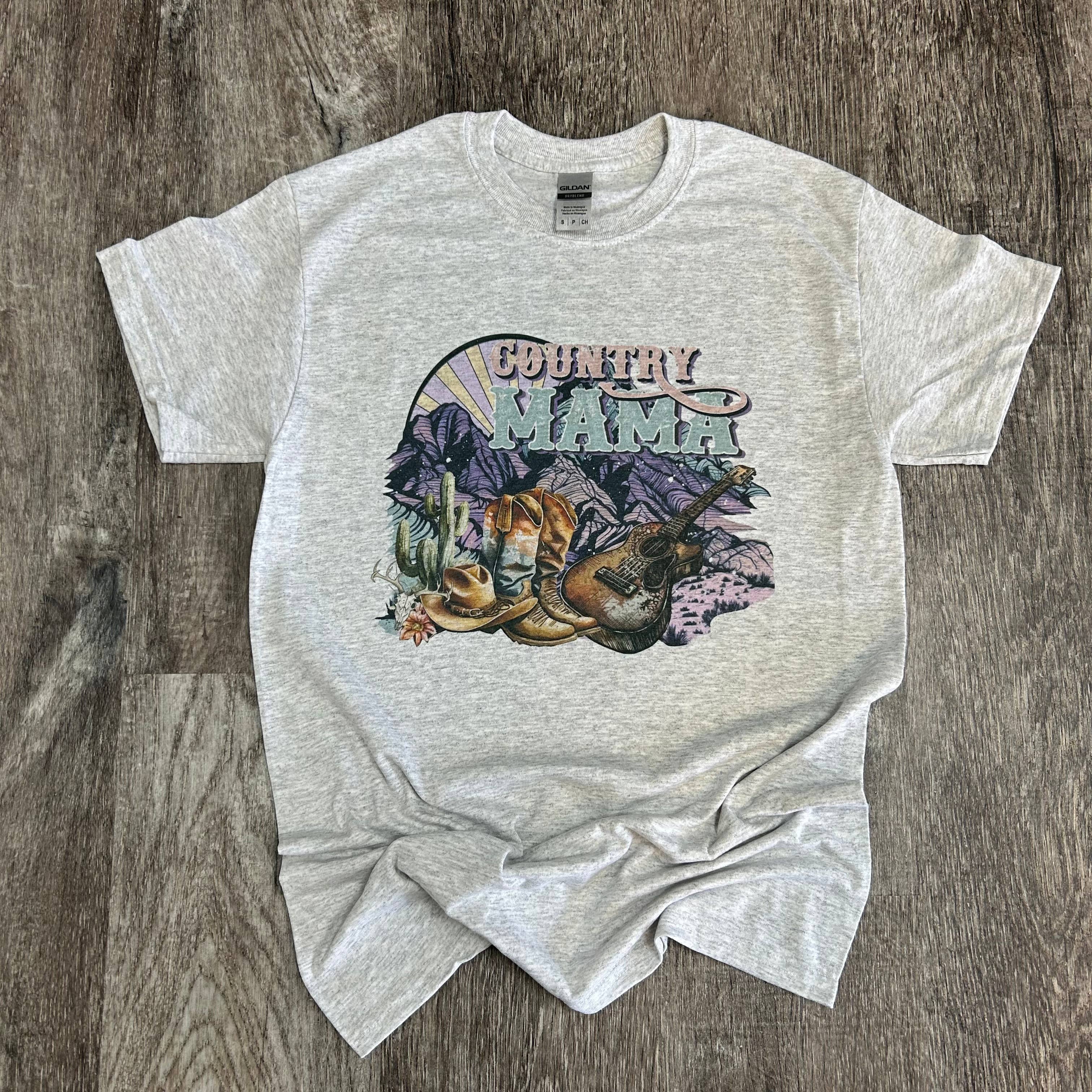 Country Mama On Ash Gray Tee Hoodie, Sweatshirt | PodTeesHub.com