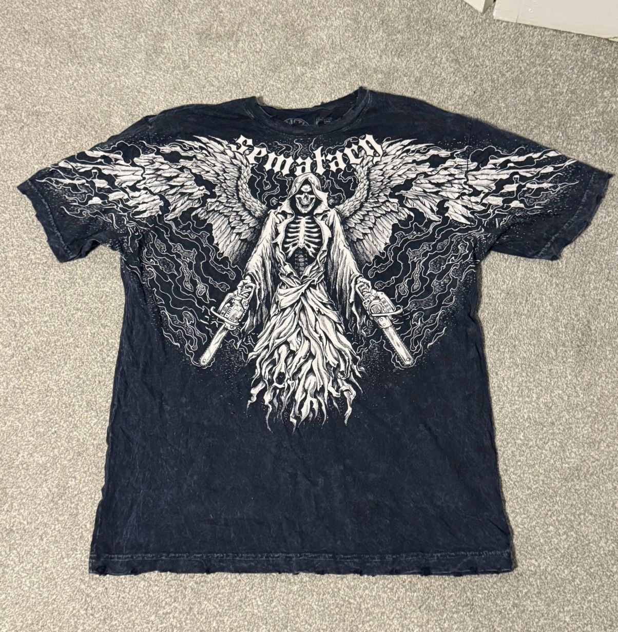 Haunted Mound Affliction X Haunted Mound Distressed Angel Tee Hoodie, Sweatshirt | PodTeesHub.com