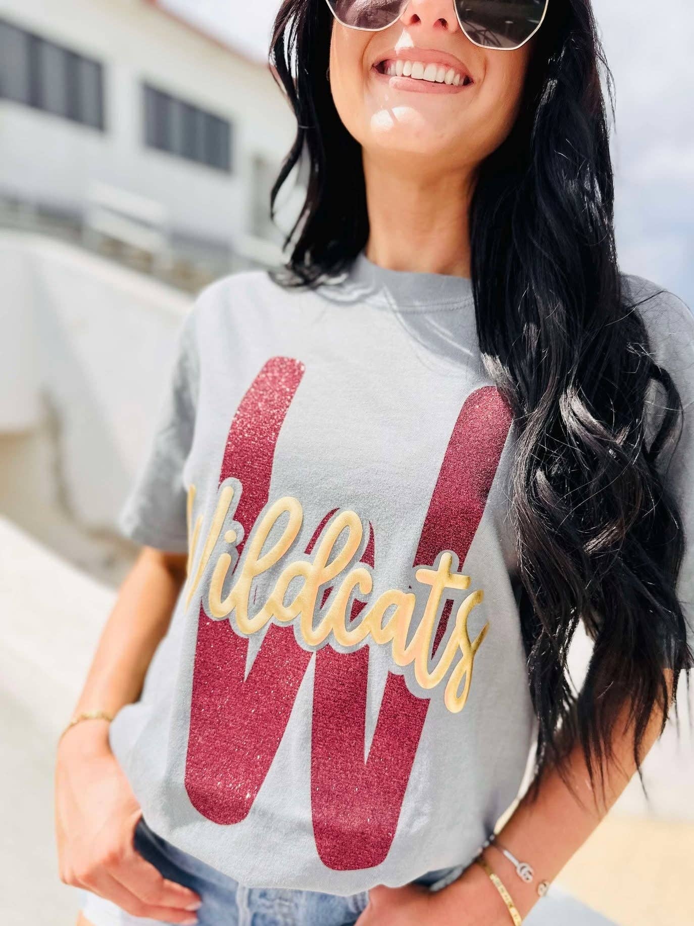Custom Double Font Puff Glitter Graphic Tee Hoodie, Sweatshirt | PodTeesHub.com
