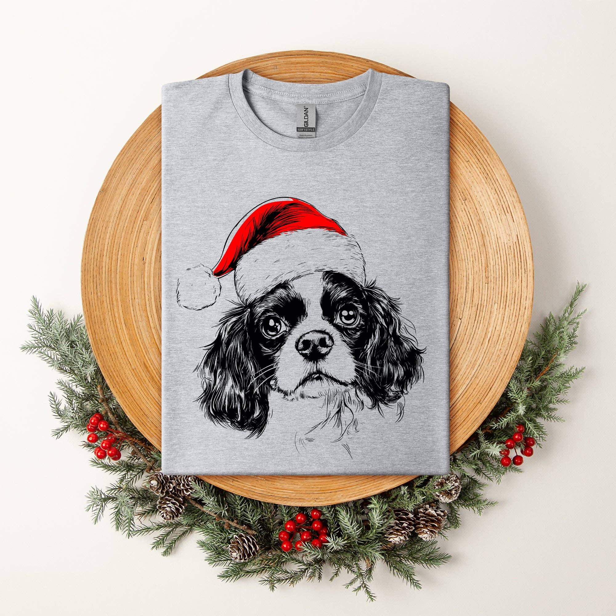 Cavalier King Charles, Santa, Dog, Christmas, Pet T-Shirt Hoodie, Sweatshirt | PodTeesHub.com