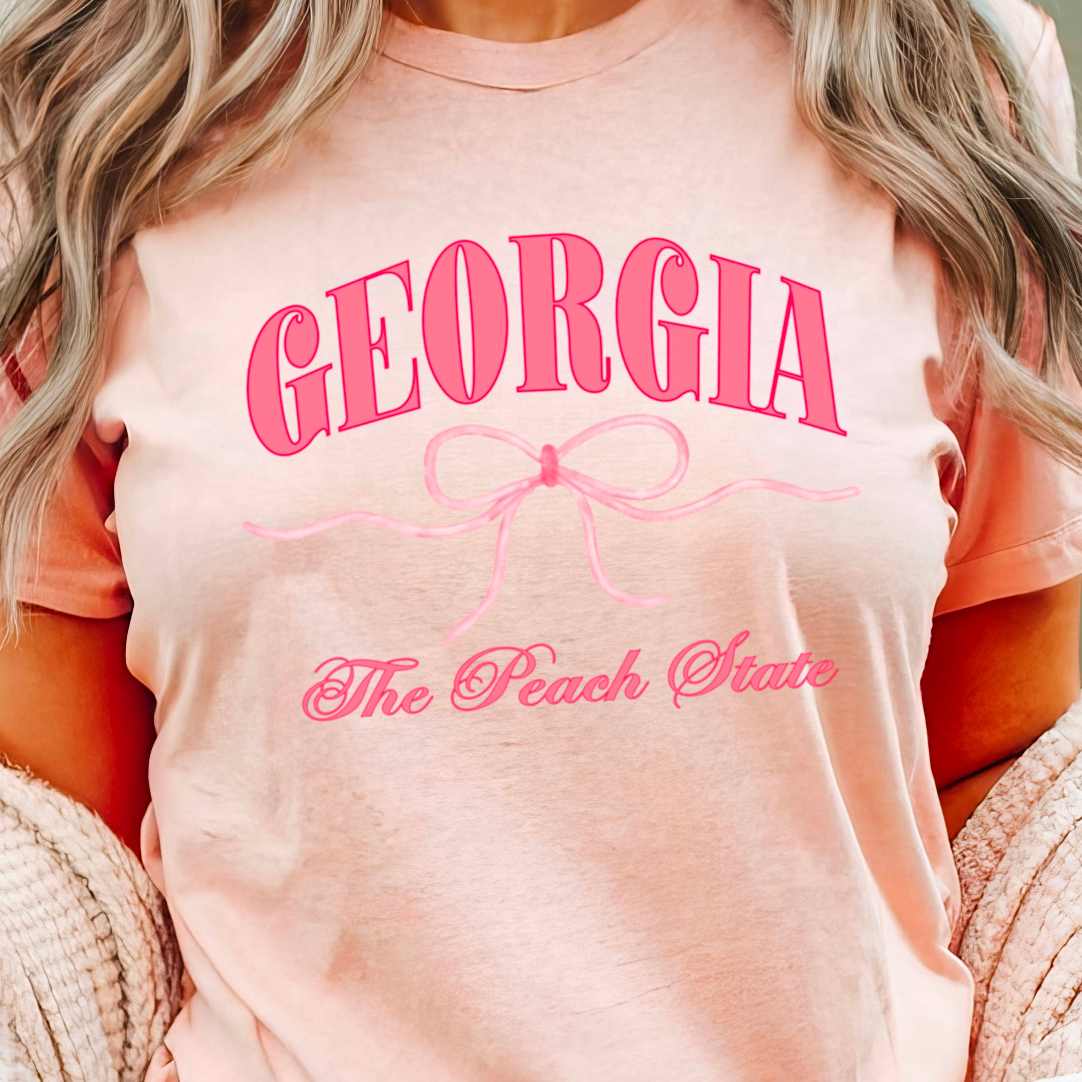 Georgia Coquette Tee | Women's Graphic Shirt | Bella Canvas Hoodie, Sweatshirt | PodTeesHub.com