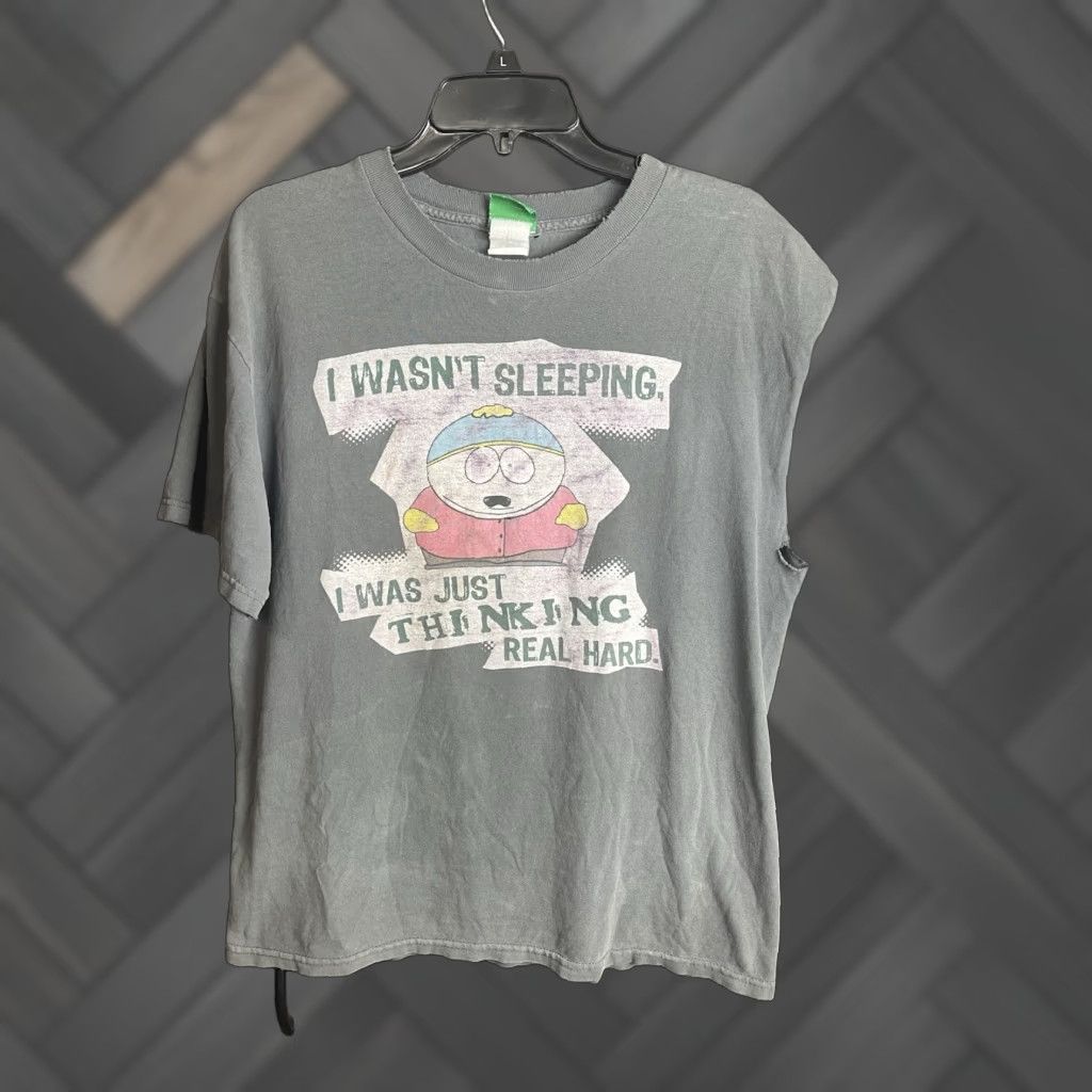 Vintage South Park Cartman Shirt L Regular Gray Cotton Crew Neck Short Sleeve Mens Womens Un Hoodie, Sweatshirt