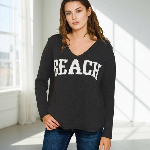 ',,,.Beach V Neck Sweater w/ Side Slits SI-28848 T-Shirts, Hoodie, Sweatshirt | PodTeesHub.com
