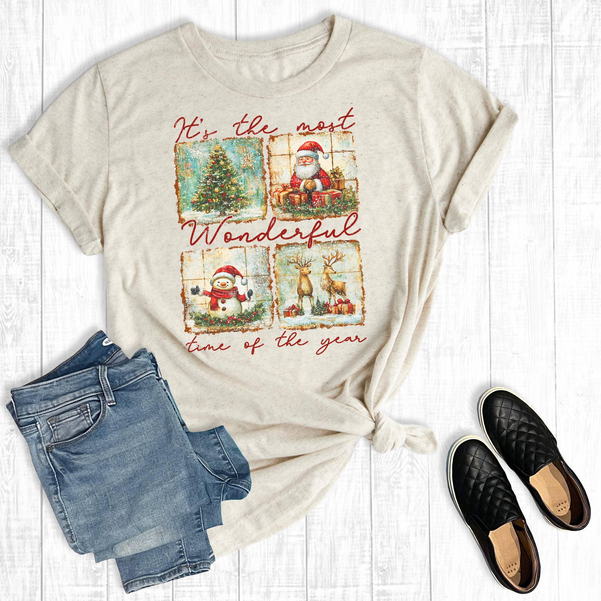 Vintage Christmas It's the Most Wonderful Time Graphic Tee Hoodie, Sweatshirt | PodTeesHub.com