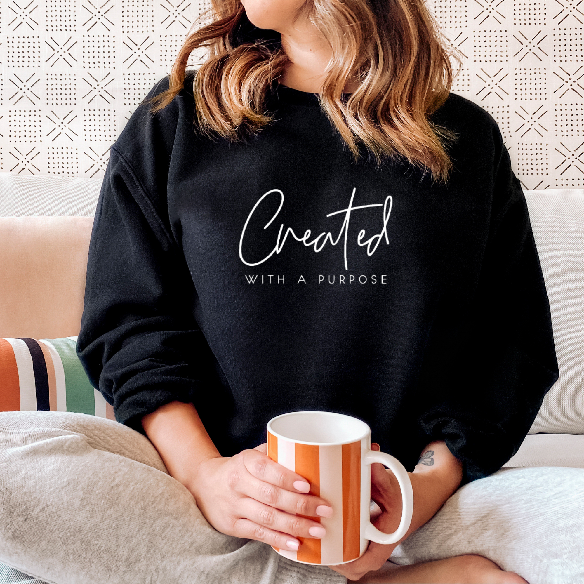 Created with A Purpose Sweatshirt  - Christian Sweatshirt T-Shirts, Hoodie | PodTeesHub.com