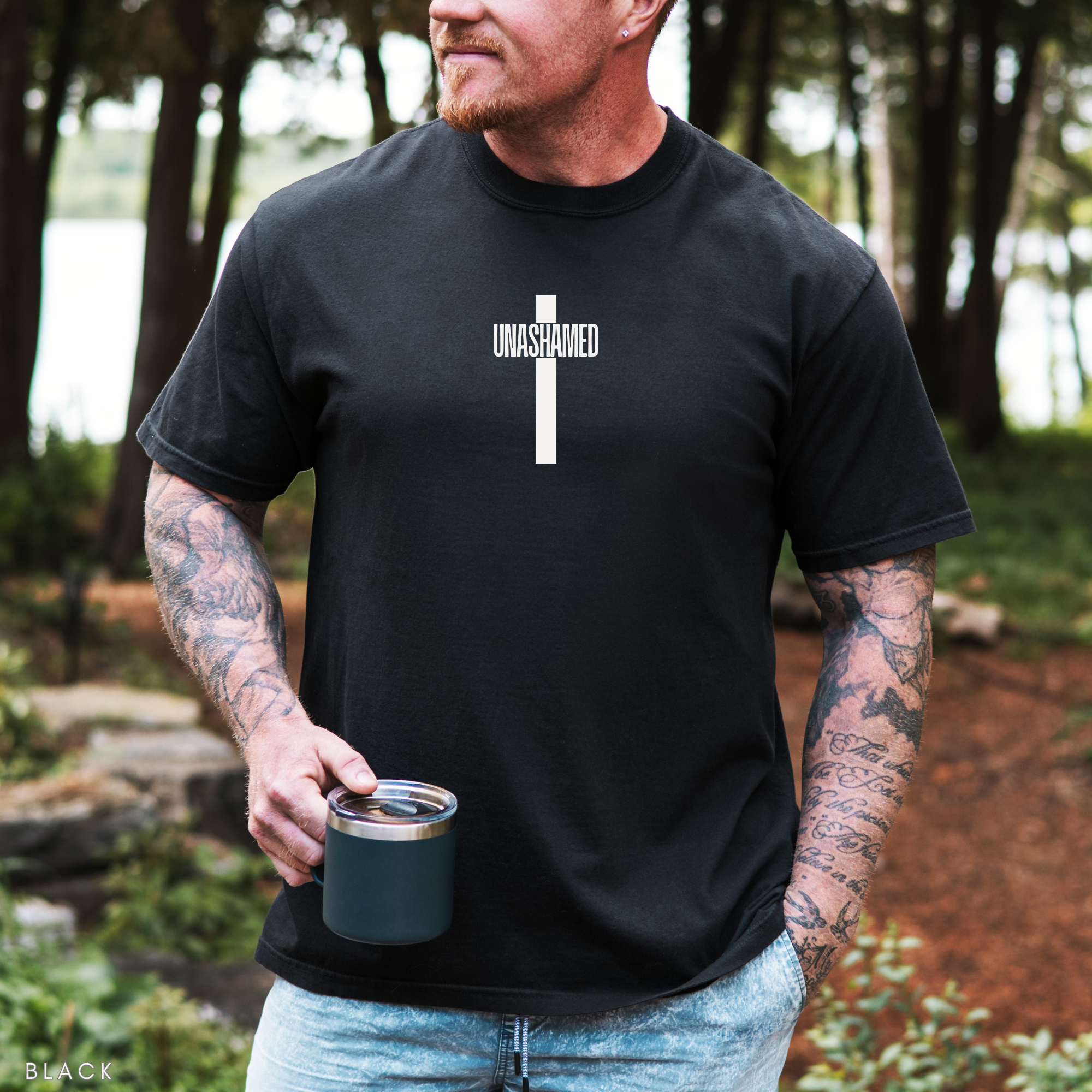 Unashamed Cross Christian Graphic T-Shirt Hoodie, Sweatshirt | PodTeesHub.com