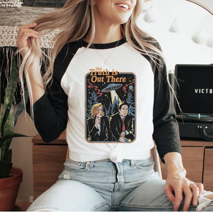 The Truth Is Out There -  Baseball Raglan T-Shirt Hoodie, Sweatshirt | PodTeesHub.com