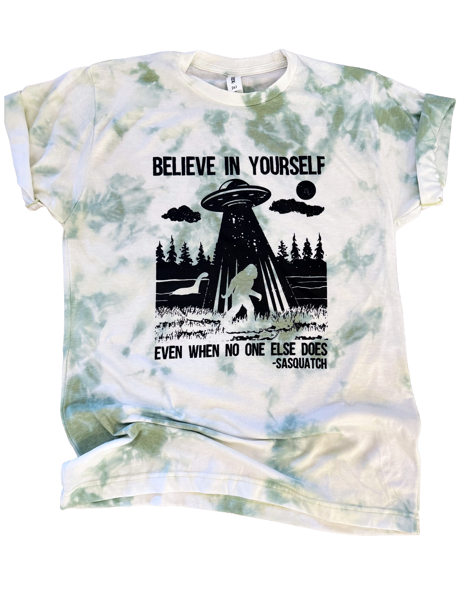 Believe in Yourself Alien Sasquatch Loch Ness Tie Dye Tee Hoodie, Sweatshirt | PodTeesHub.com