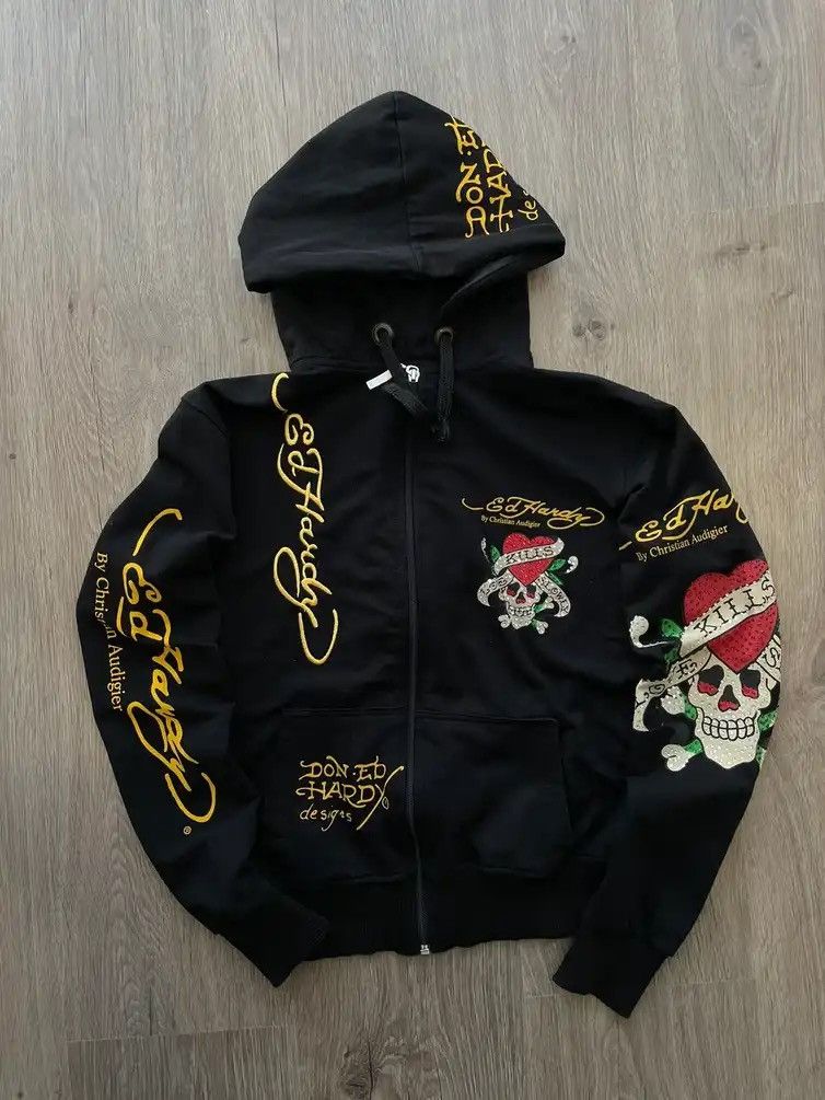 Ed Hardy X Vintage Vintage Ed Hardy Christian Audigier Hoodie Y2k T-Shirts, Sweatshirt | PodTeesHub.com