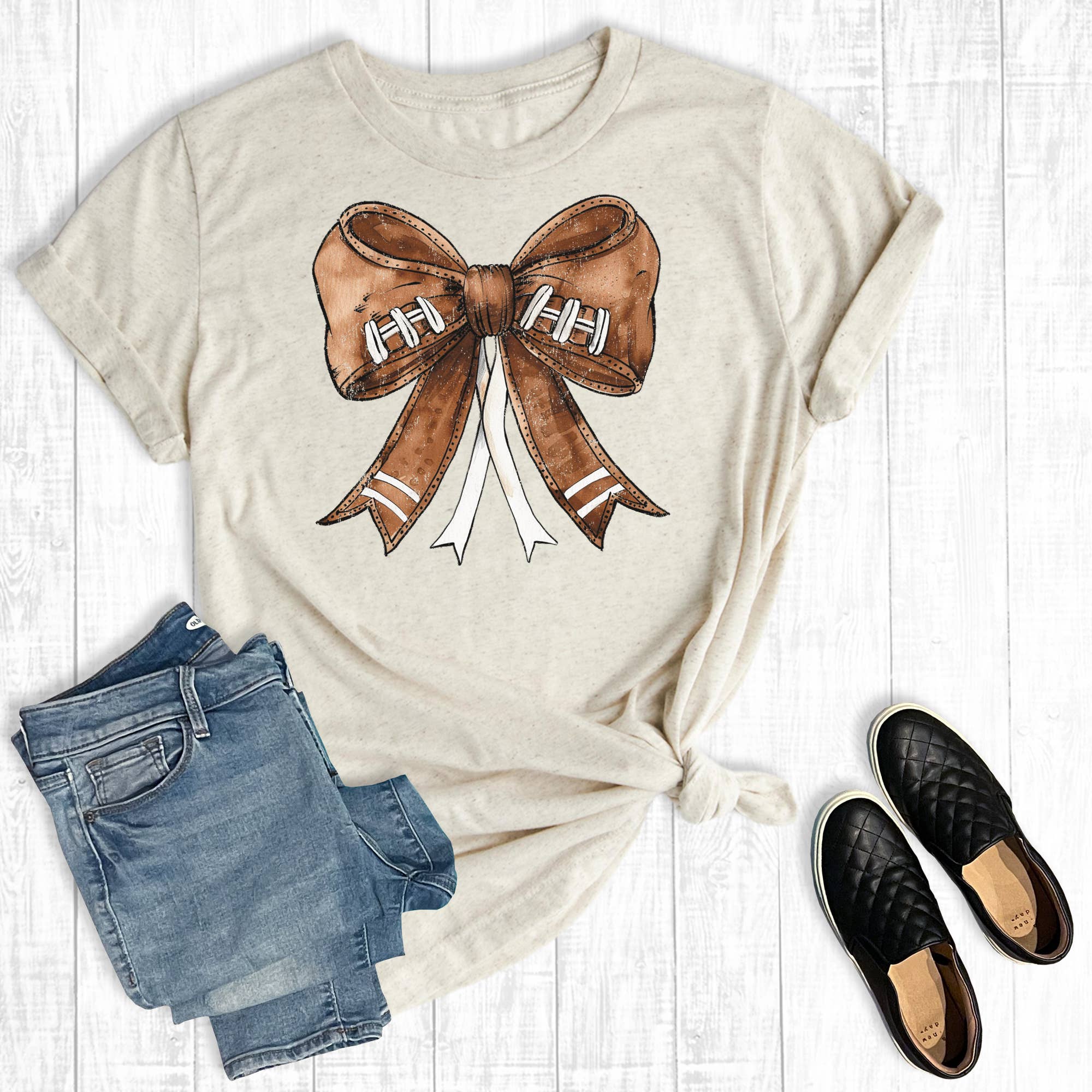 Coquette Football Bow Graphic Tee Hoodie, Sweatshirt | PodTeesHub.com