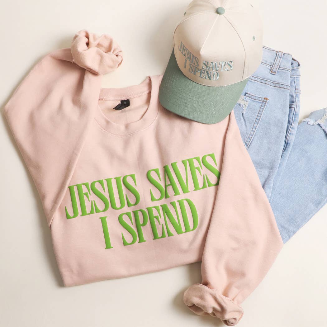 Jesus Saves I Spend Puff Midweight Sweatshirt T-Shirts, Hoodie | PodTeesHub.com