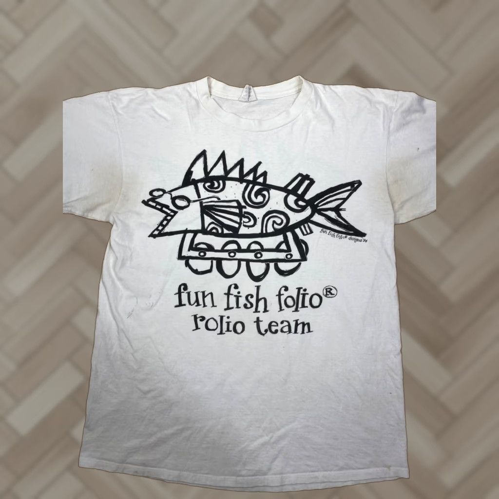 Vintage Range Bleu T Shirt Men Xl White Fish Theme Fisherman Graphic 90s No Decade Provided Hoodie, Sweatshirt