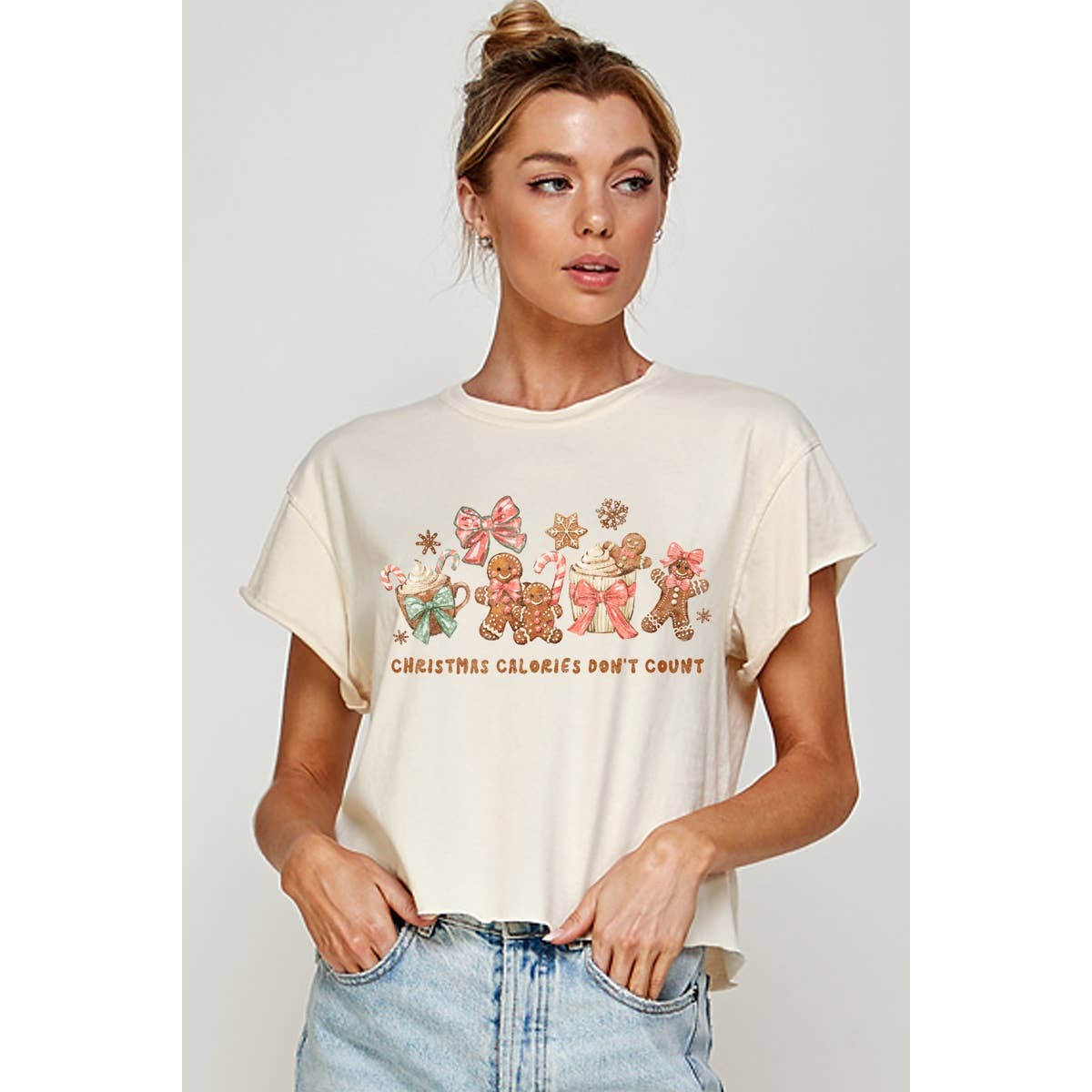 Christmas Calories Do Not Count Vintage Graphic Crop Tee Hoodie, Sweatshirt | PodTeesHub.com