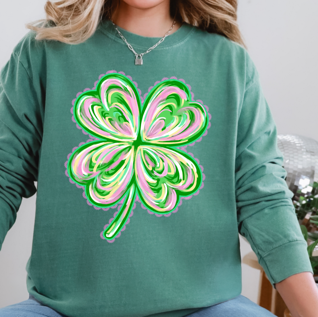 Watercolor Irish Lucky Charm Comfort Color Tee Hoodie, Sweatshirt | PodTeesHub.com