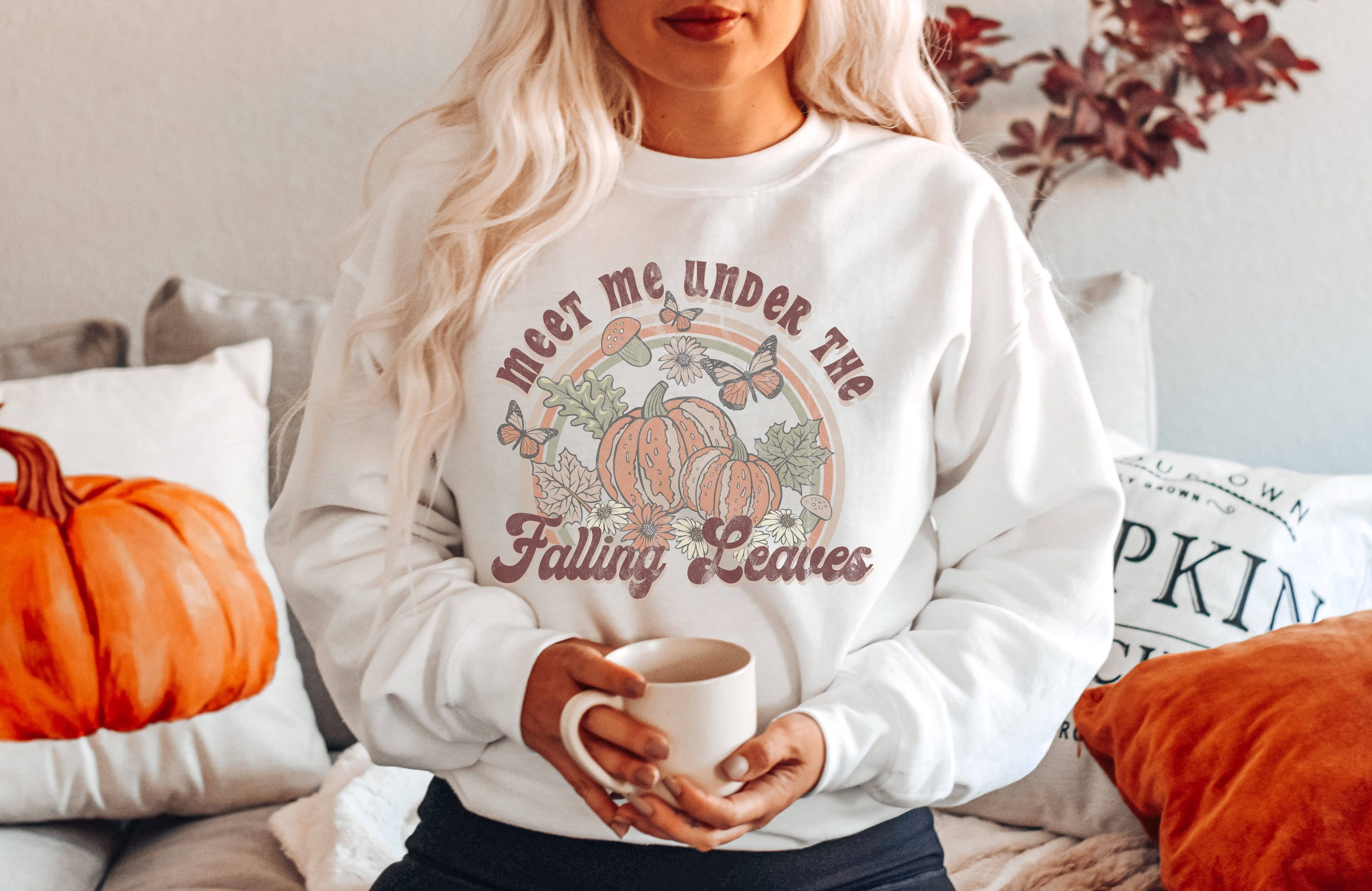 Meet Me Under the Falling Leaves Crew Neck Sweatshirt T-Shirts, Hoodie | PodTeesHub.com