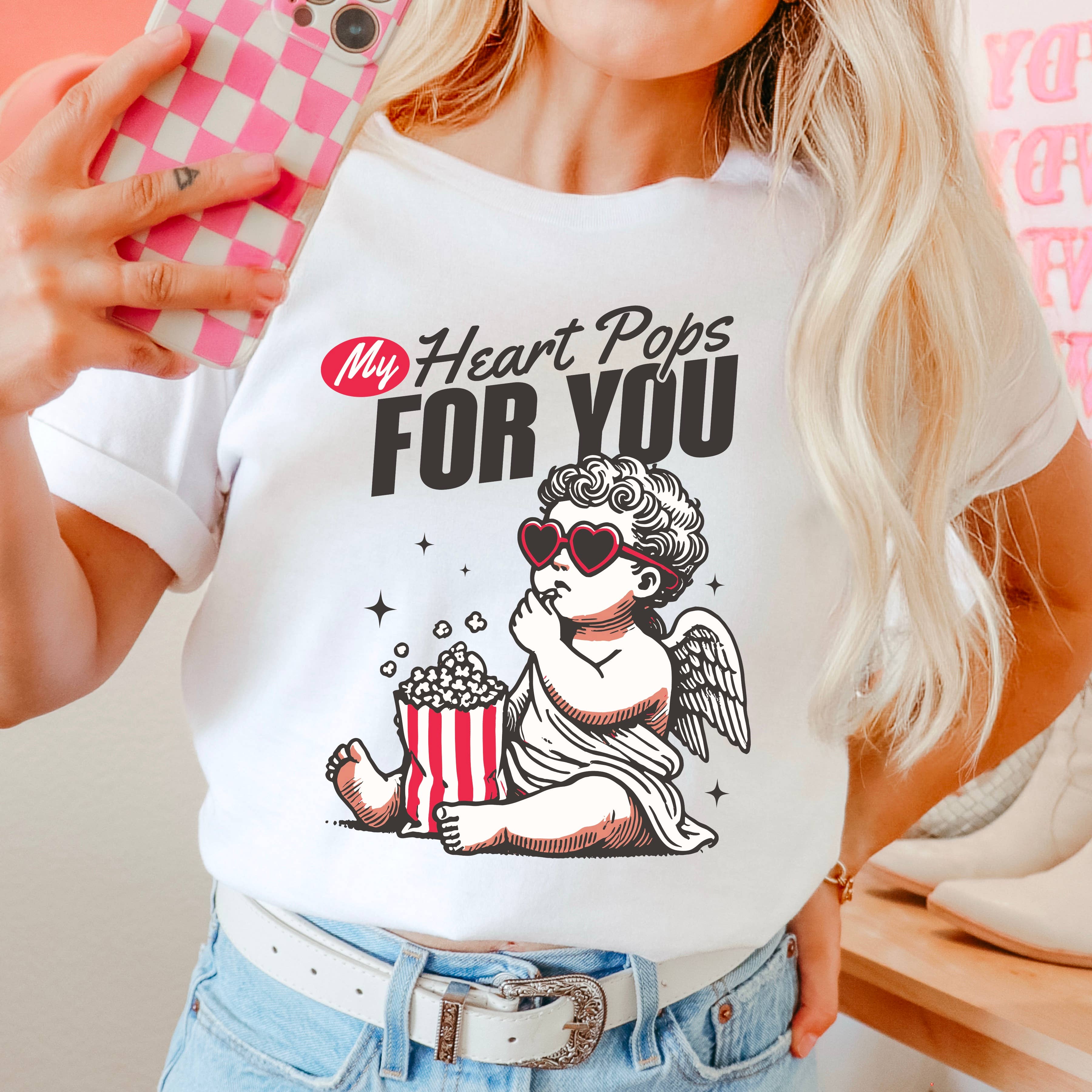 My Heart Pops For You Valentine Graphic Tee |Comfort Colors Hoodie, Sweatshirt | PodTeesHub.com