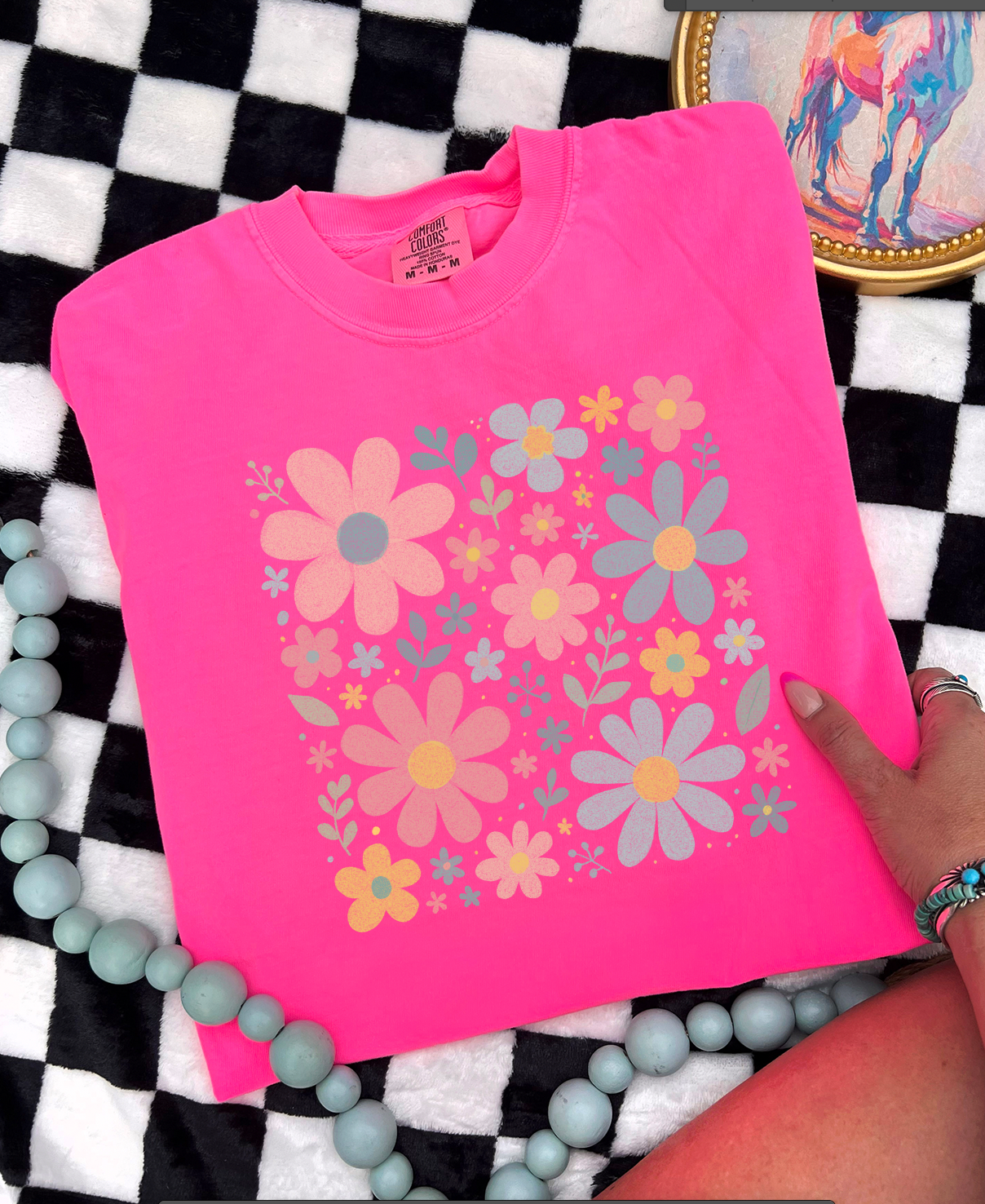 Retro Floral Print - Multiple Color Options in Tee Hoodie, Sweatshirt | PodTeesHub.com
