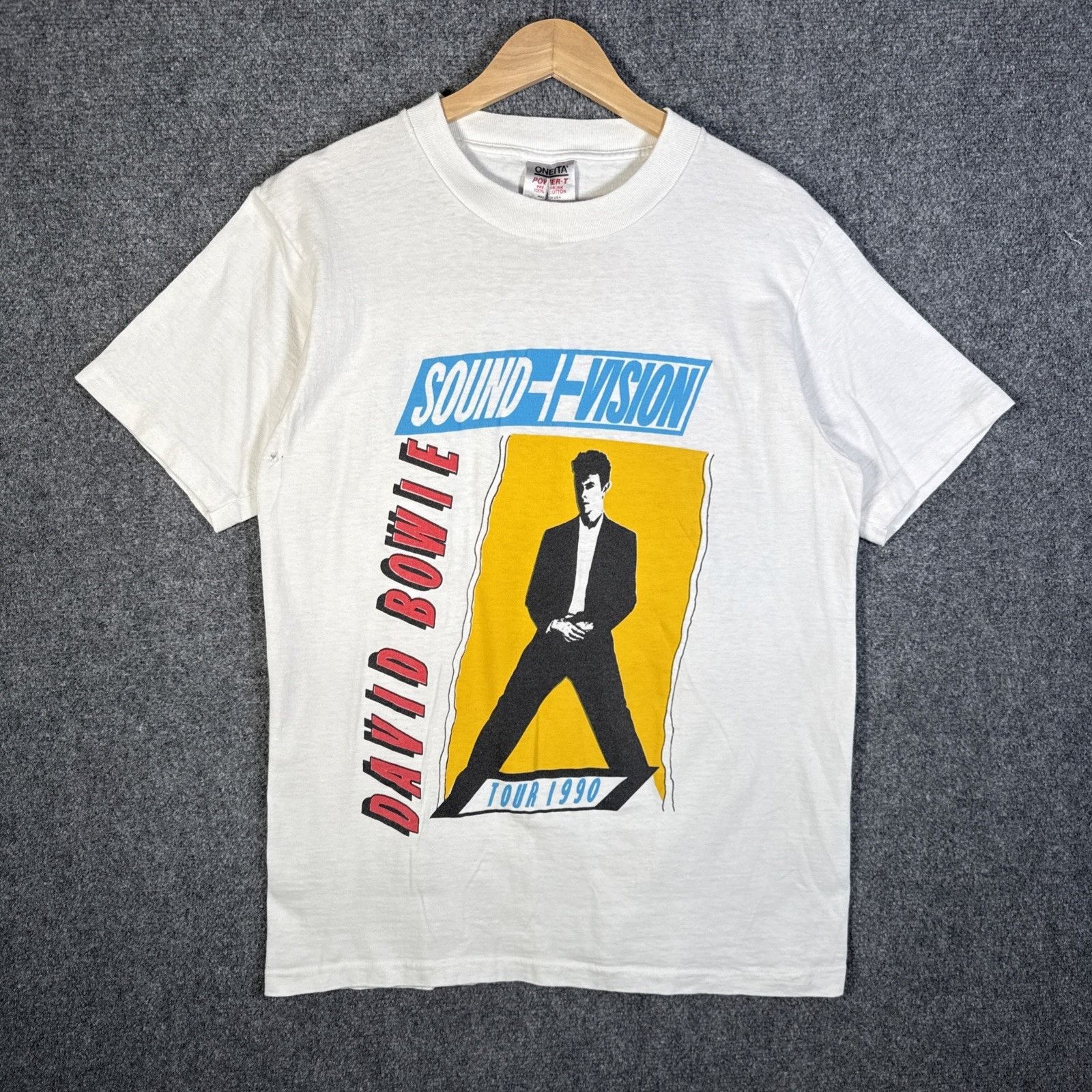Band Tees Vintage David Bowie Shirt Mens Large White 90s 1990 Sound Vi Hoodie, Sweatshirt | PodTeesHub.com