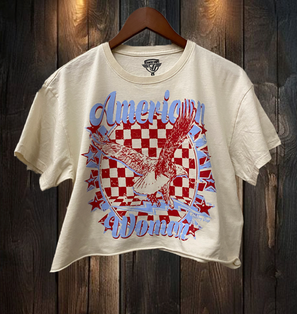 American Woman Relaxed Crop T-Shirt Hoodie, Sweatshirt | PodTeesHub.com