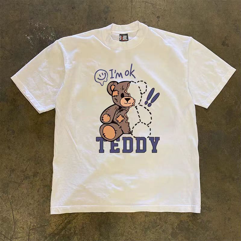 Vintage Teddy Bear Print White Casual Retro T-Shirts, Hoodie, Sweatshirt