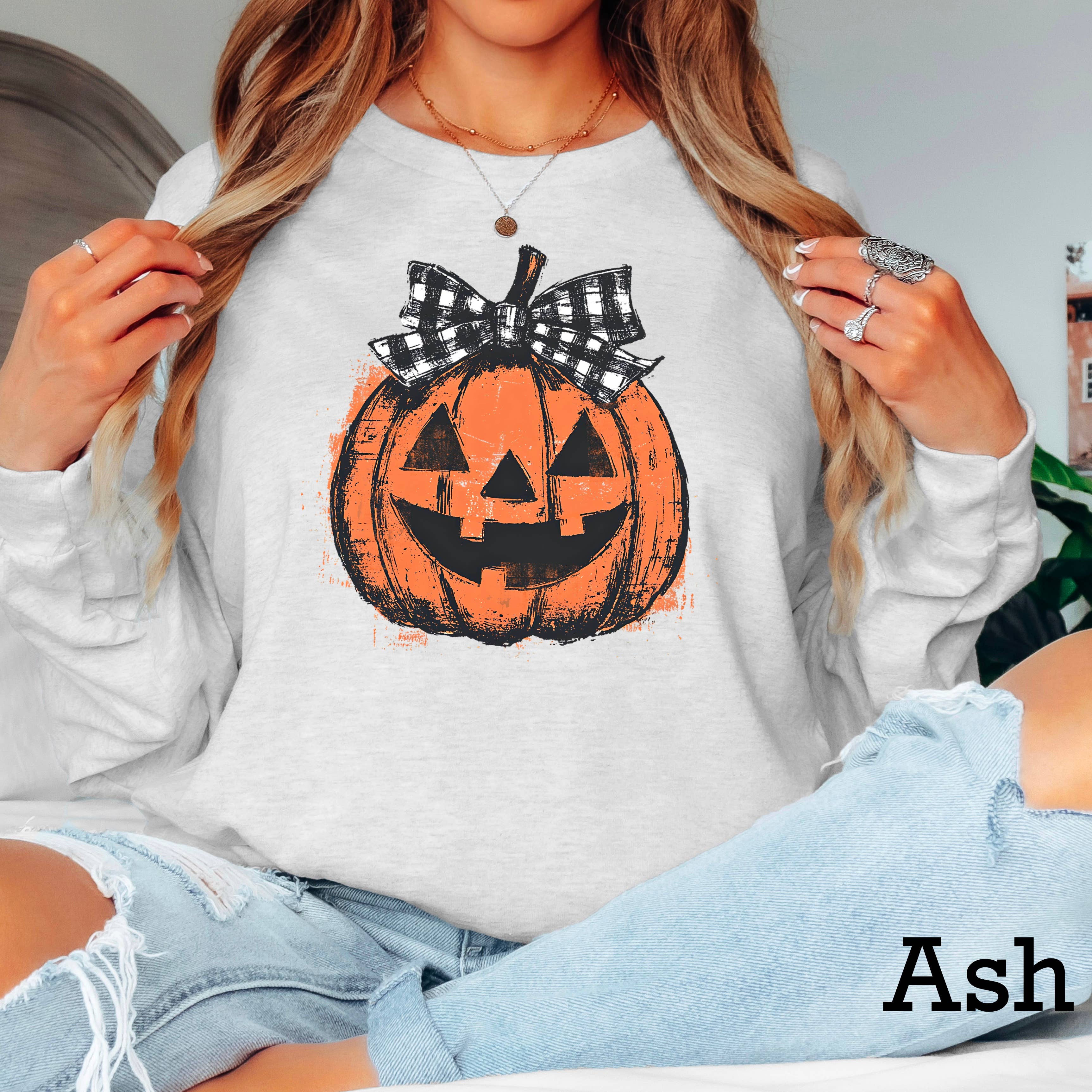 Halloween 2025 Pumpkin Long Sleeve Shirt | Gildan Hoodie, Sweatshirt | PodTeesHub.com