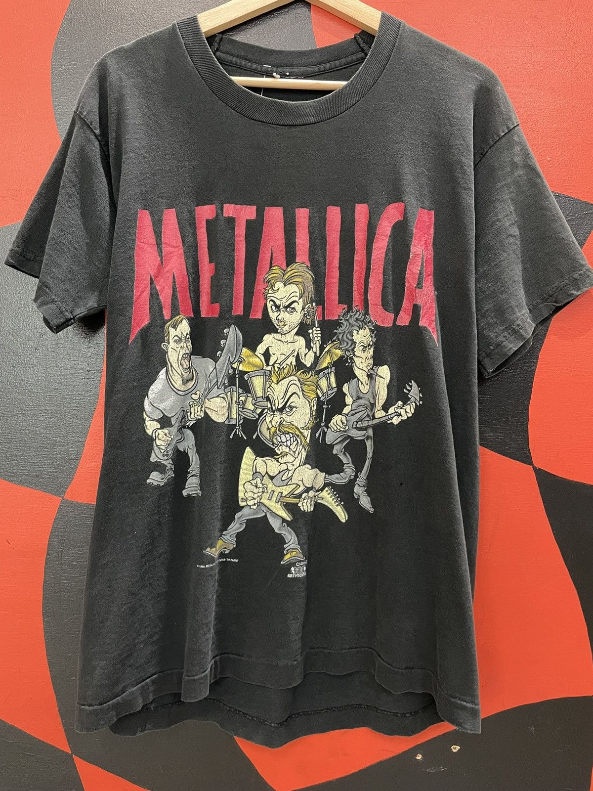 Band 1996 Metallica Cartoon Band 90s 80s Metal Faded Black T-Shirts, Hoodie, Sweatshirt