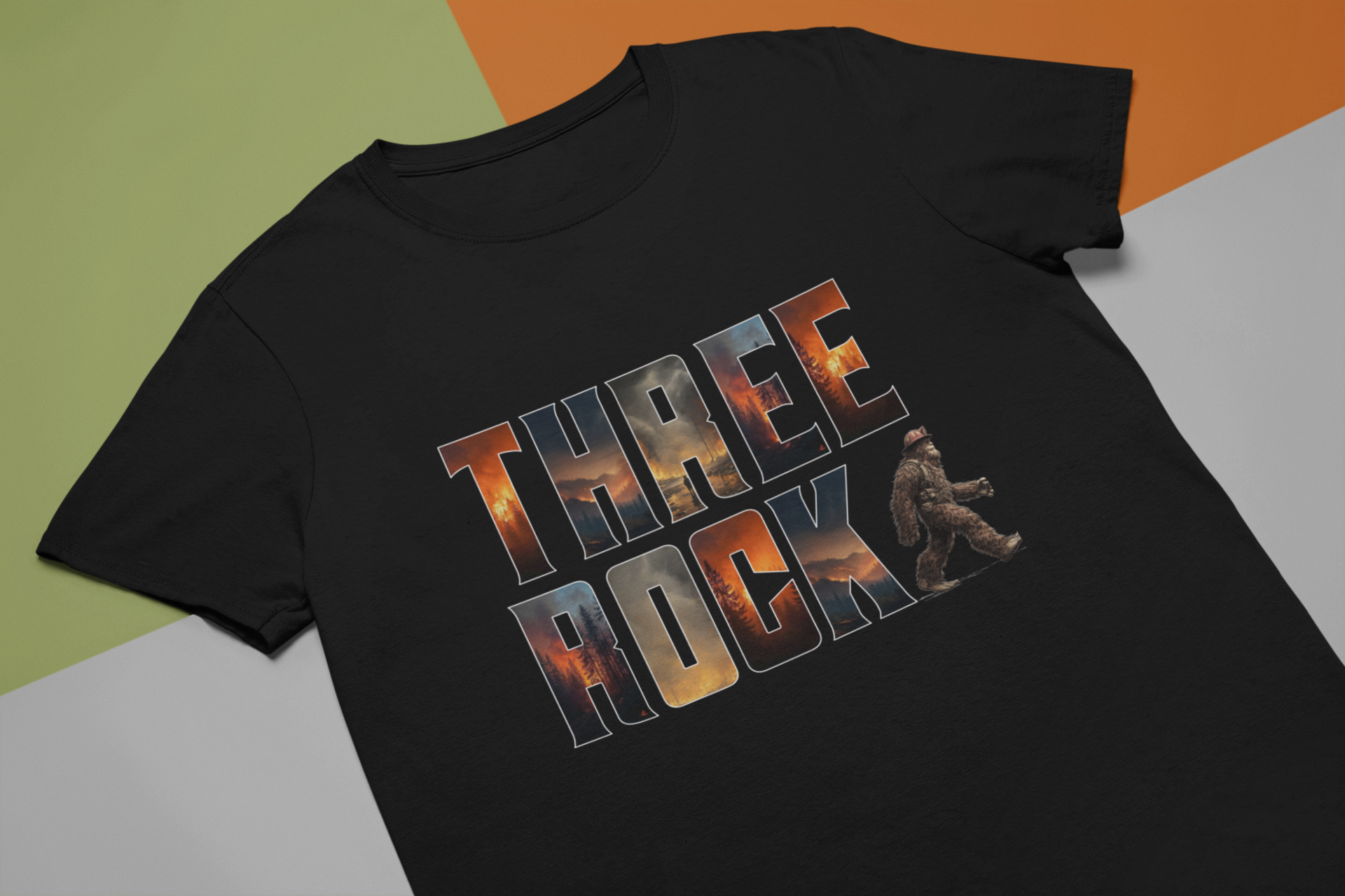 Three Rock Bigfoot Fire Fighter Tshirt Hoodie, Sweatshirt | PodTeesHub.com