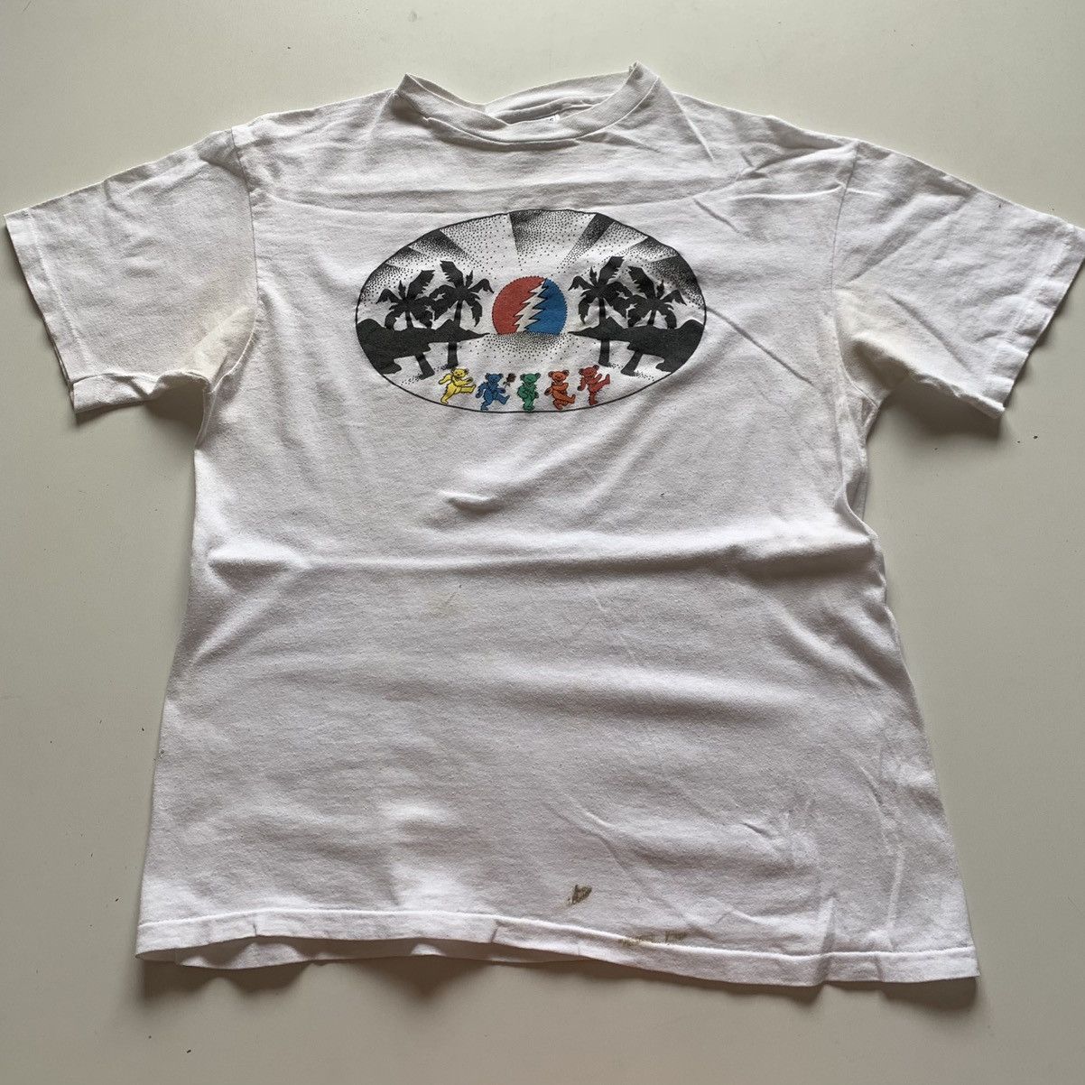 Grateful Dead X Vintage Vintage 80s Grateful Dead Band Graphic T Shirt White Rare Hoodie, Sweatshirt | PodTeesHub.com