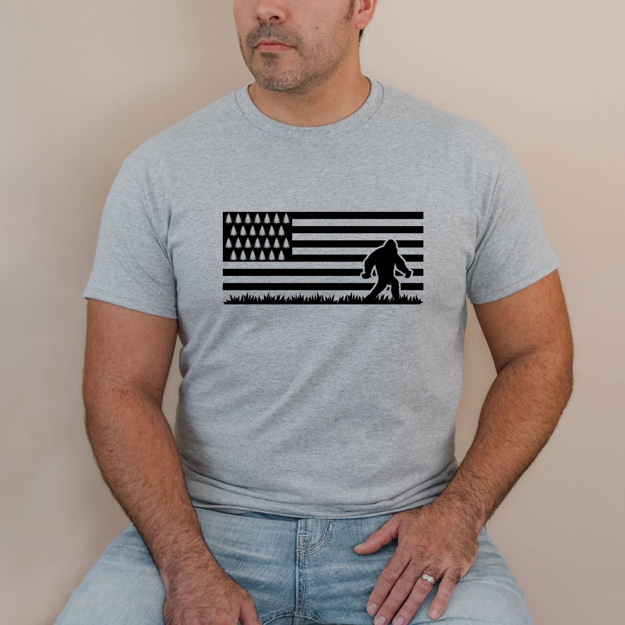 Patriotic Bigfoot Tshirt For Men *Unisex Fit* Hoodie, Sweatshirt | PodTeesHub.com