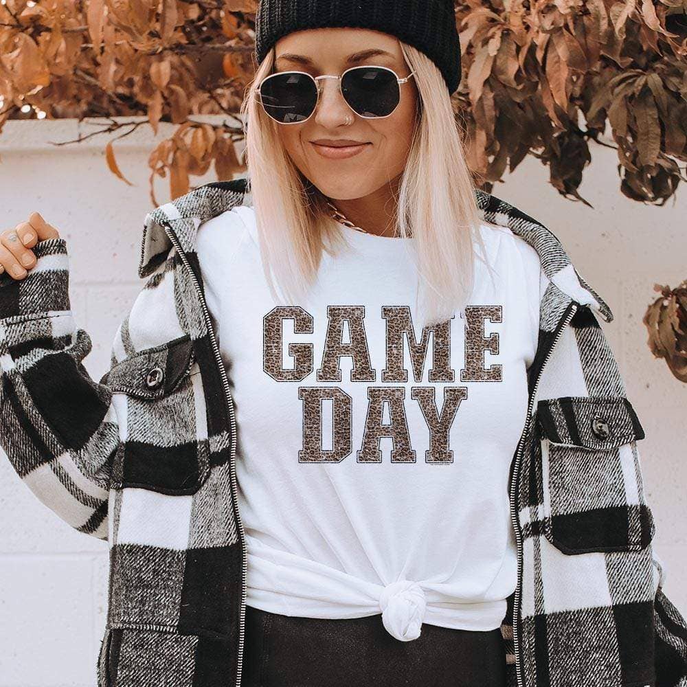 Gameday Leopard Print - White Tee Hoodie, Sweatshirt | PodTeesHub.com