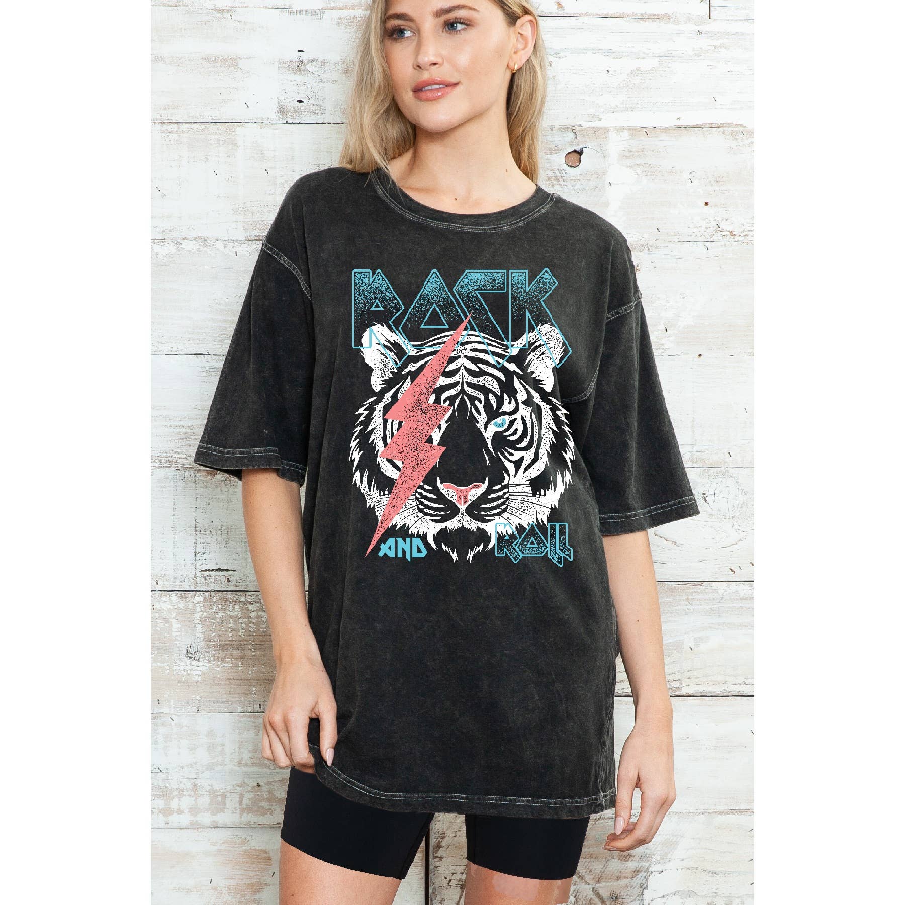 Rock and Roll Oversize Mineral Wash T Shirt Hoodie, Sweatshirt | PodTeesHub.com