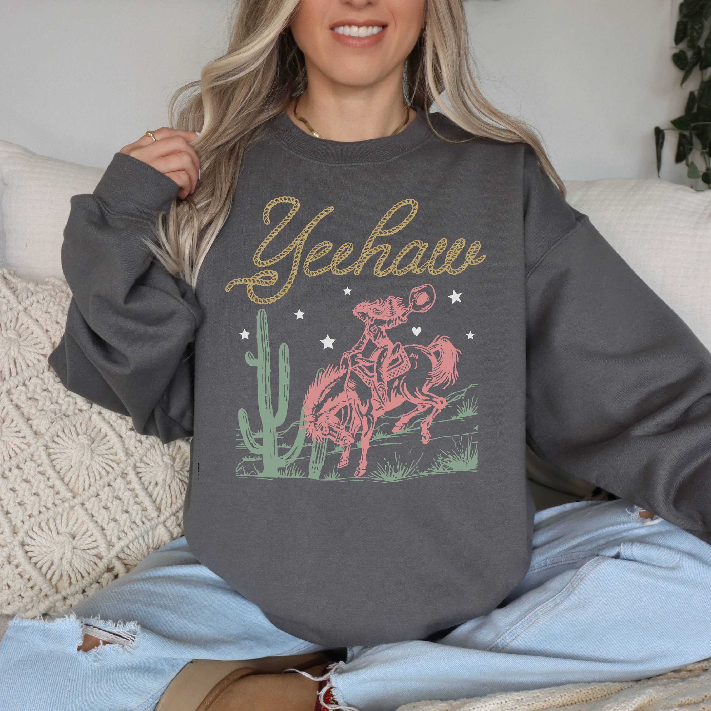 Yeehaw Crewneck Sweatshirt | Western | Sizes S-2XL T-Shirts, Hoodie | PodTeesHub.com