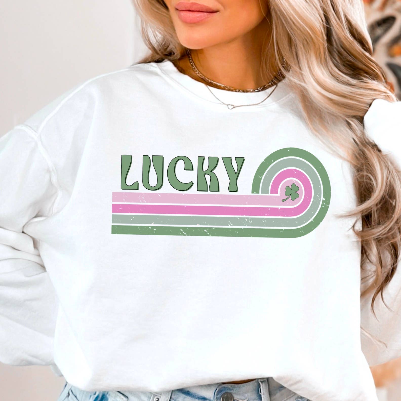 Lucky  St. Patricks Day Graphic Crewneck Sweatshirt T-Shirts, Hoodie | PodTeesHub.com