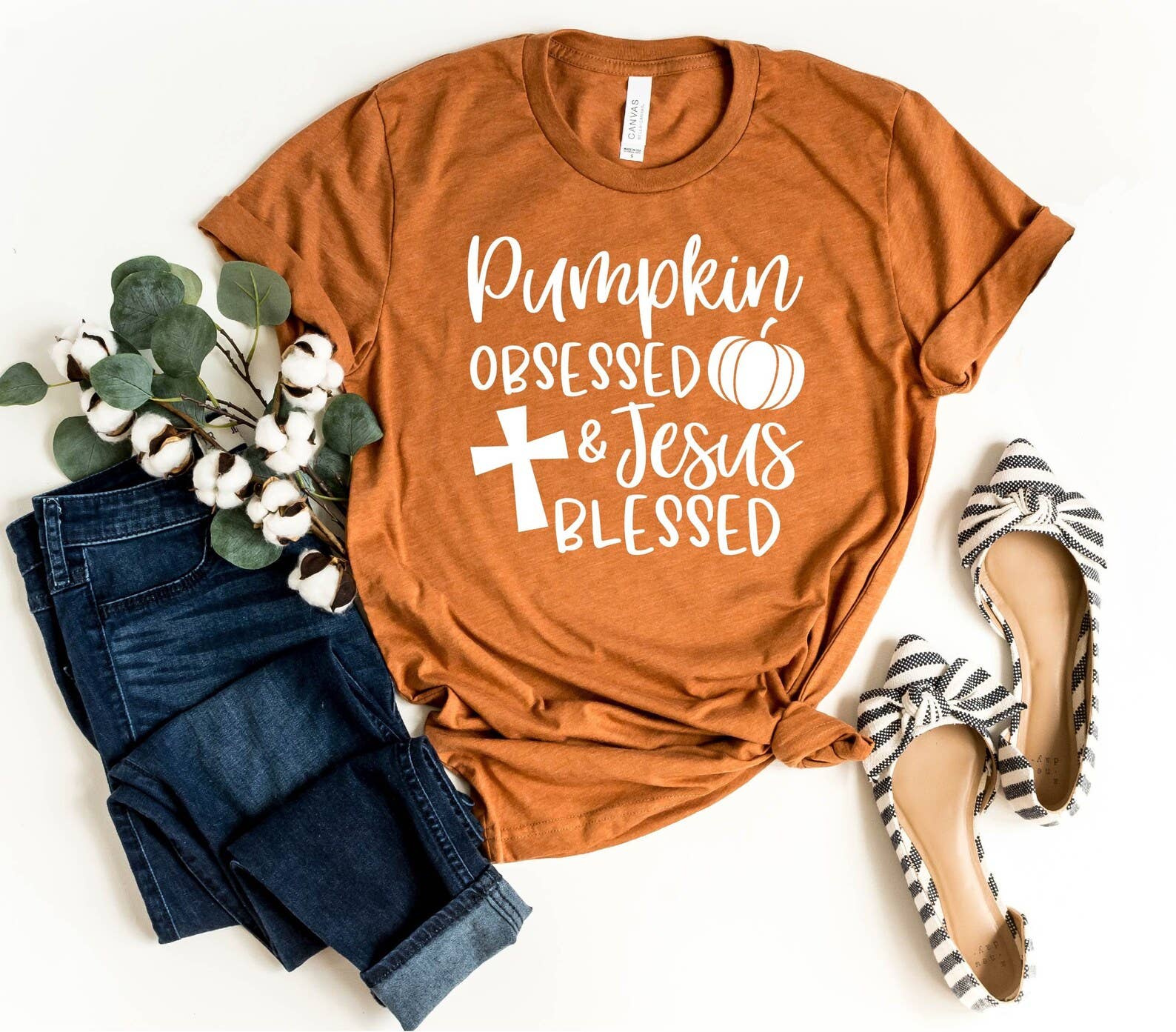 Pumpkin Obsessed Jesus Blessed T-Shirt Hoodie, Sweatshirt | PodTeesHub.com
