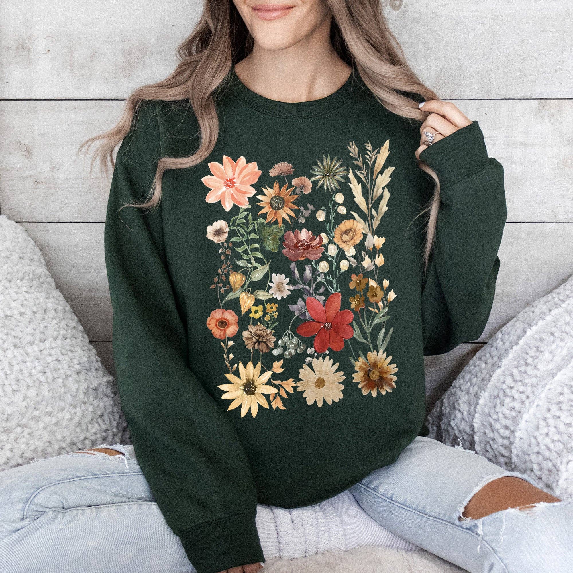 Dried Wildflower Meadow, Nature, Floral, Pressed Leaves Sweatshirt T-Shirts, Hoodie | PodTeesHub.com