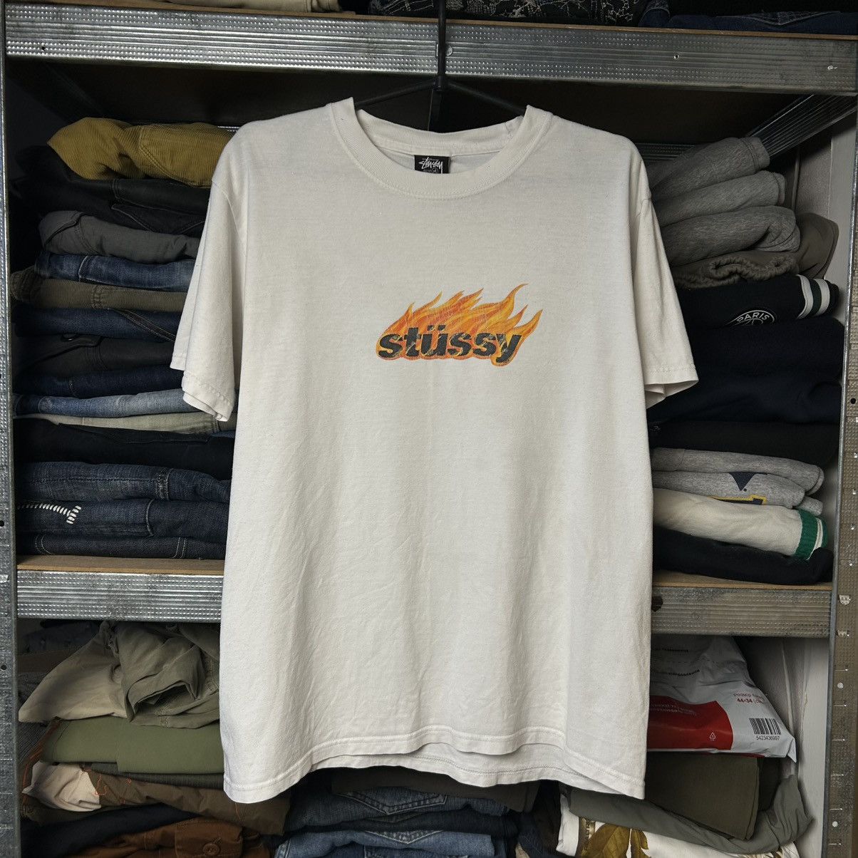 Vintage Stussy Big Fire Logo Streetwear Y2k Opium Tee Hoodie, Sweatshirt | PodTeesHub.com